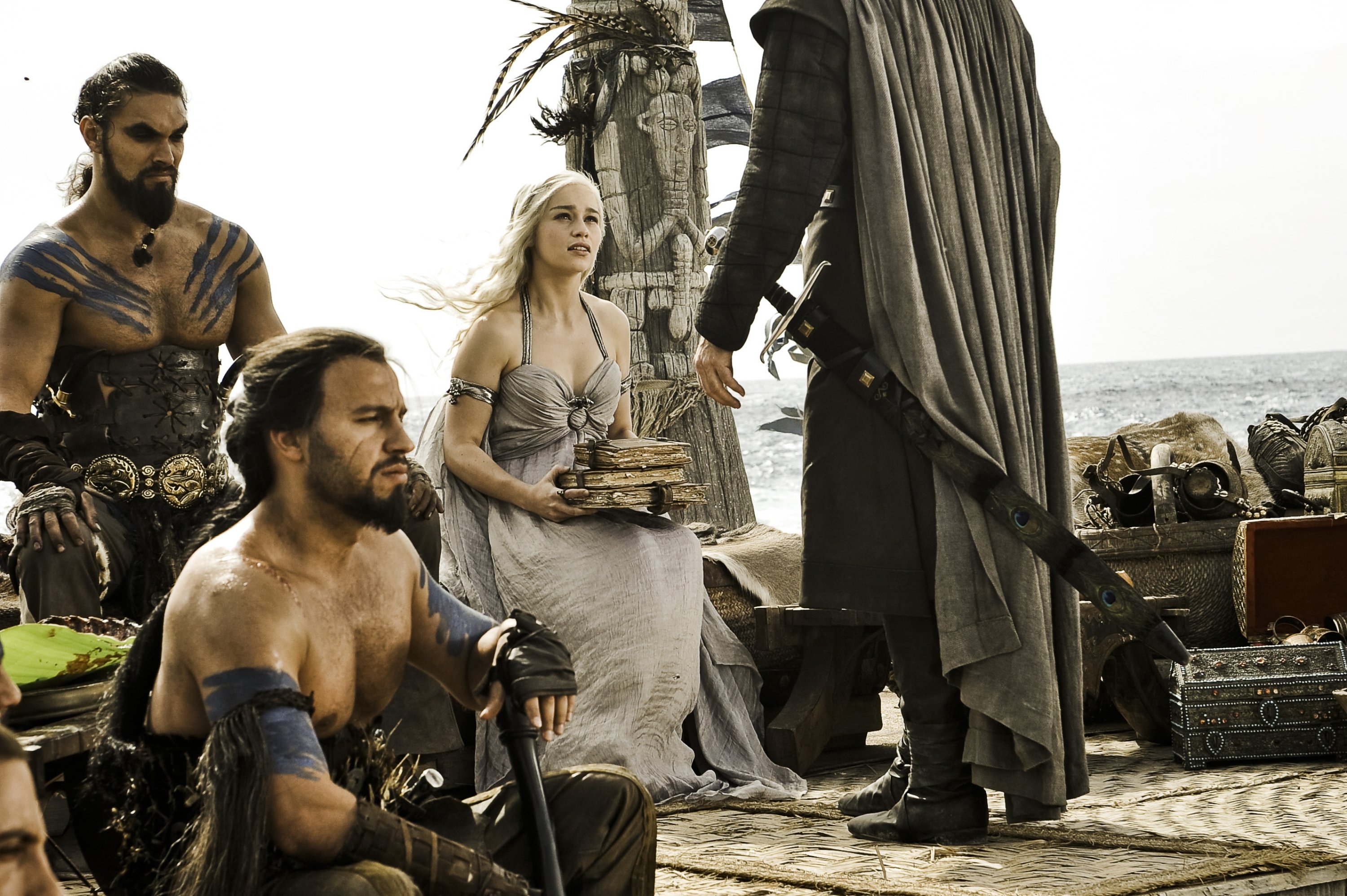 Téléchargez des papiers peints mobile Séries Tv, Le Trône De Fer : Game Of Thrones, Jason Momoa, Drogo (Jeu Des Trônes), Daenerys Targaryen, Emilia Clarke gratuitement.