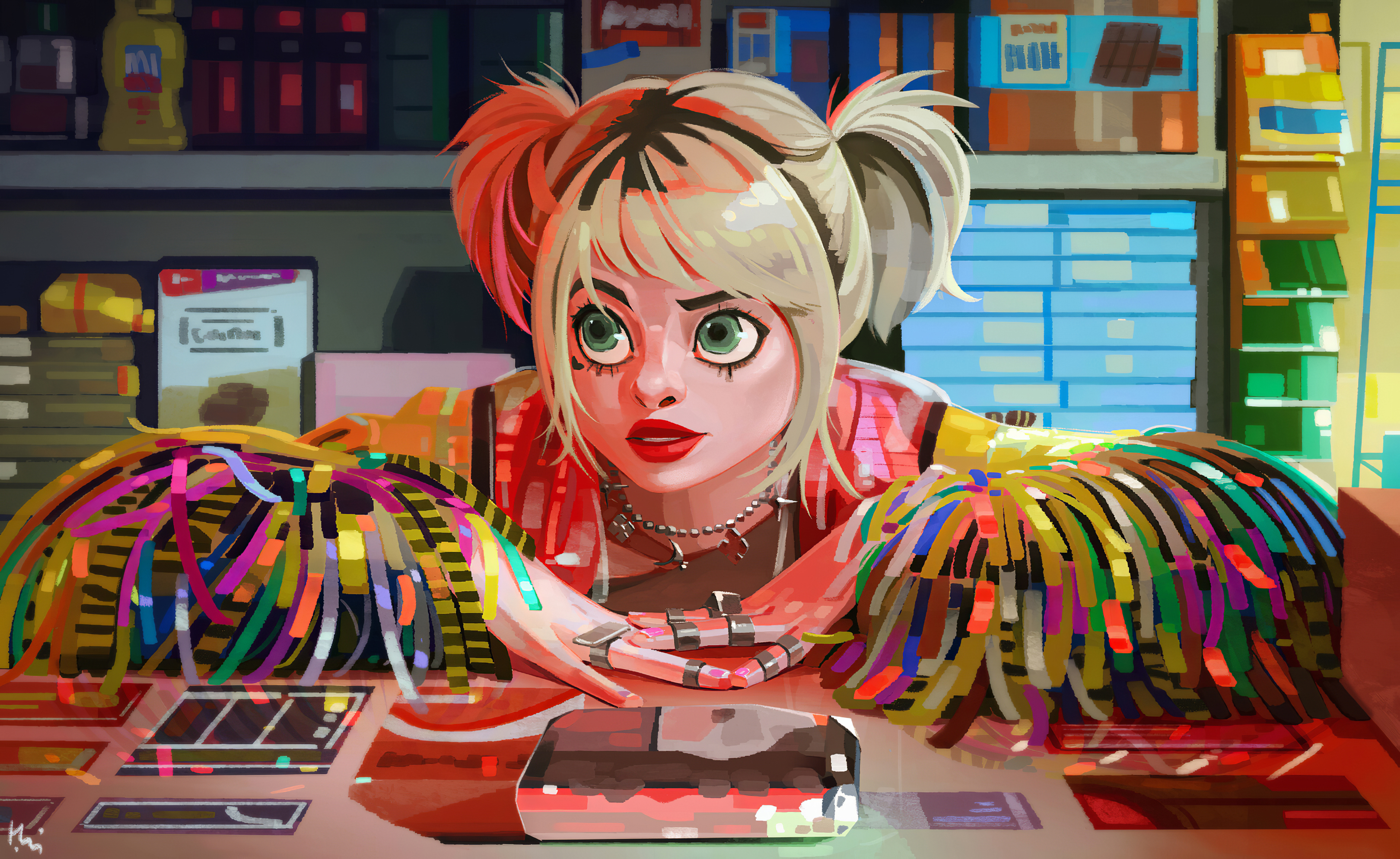 Laden Sie das Grüne Augen, Blondinen, Filme, Harley Quinn, Dc Comics, Lippenstift, Birds Of Prey (Und Die Fantastische Emanzipation Einer Harley Quinn)-Bild kostenlos auf Ihren PC-Desktop herunter
