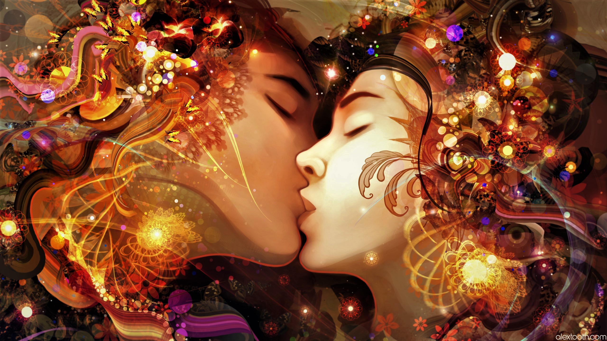 Laden Sie das Liebe, Licht, Paar, Farben, Kuss, Romantisch, Künstlerisch-Bild kostenlos auf Ihren PC-Desktop herunter