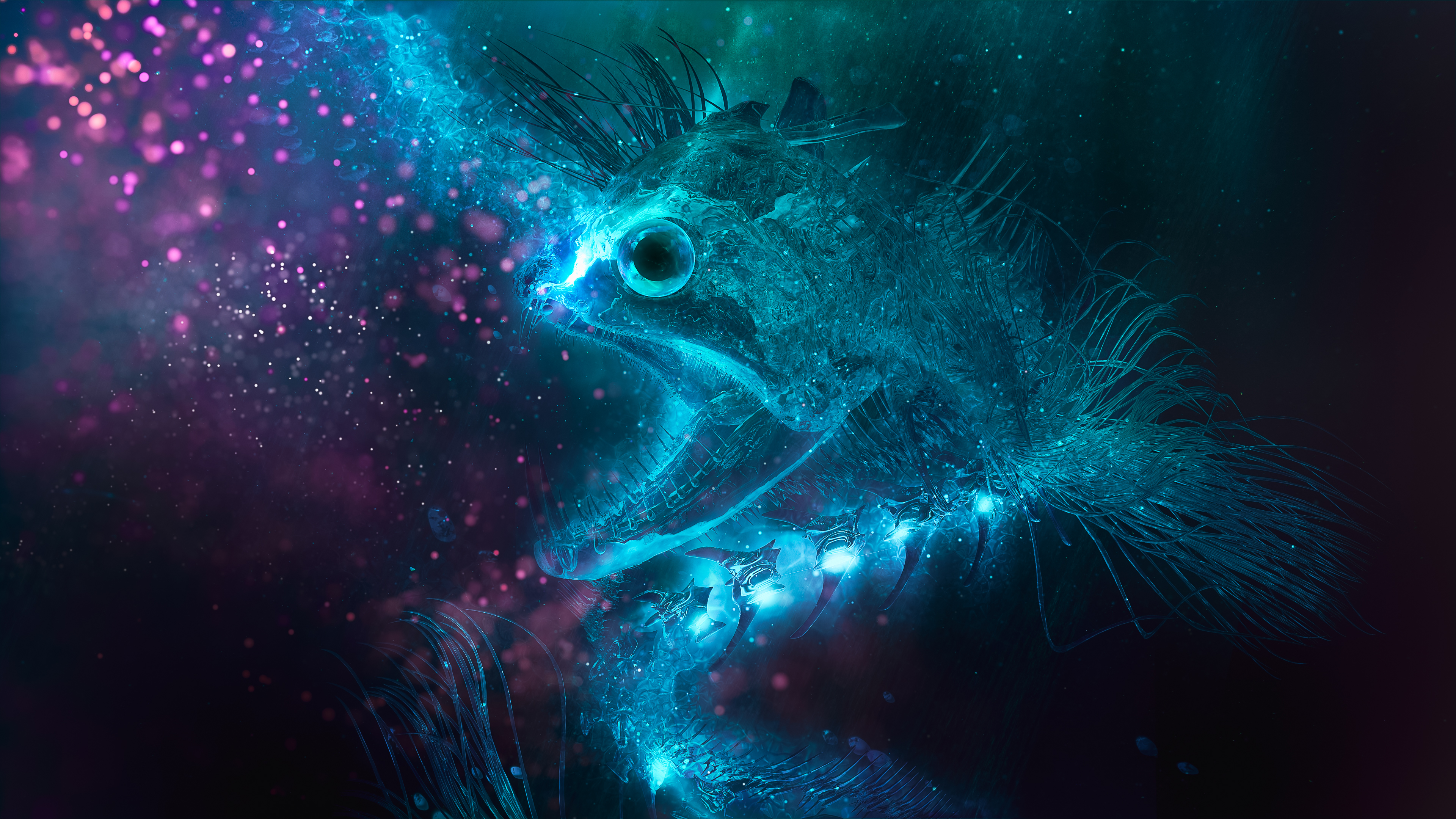 Download mobile wallpaper Abstract, 3D, Fish for free.