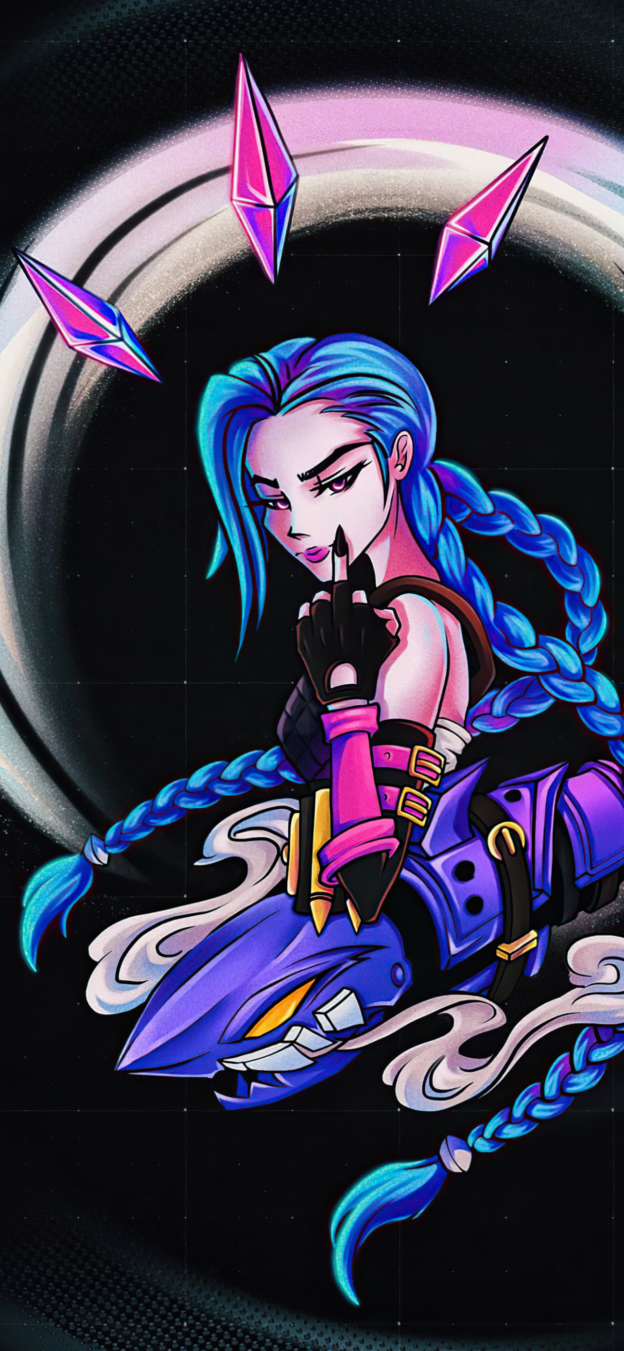 Download mobile wallpaper League Of Legends, Braid, Blue Hair, Video Game, Long Hair, Jinx (League Of Legends) for free.