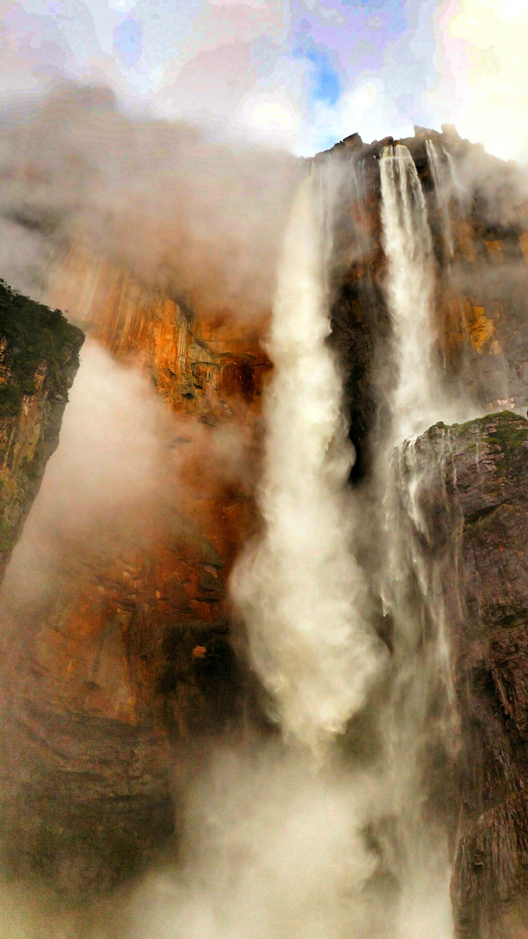 earth, angel falls, waterfall, cliff, waterfalls phone background