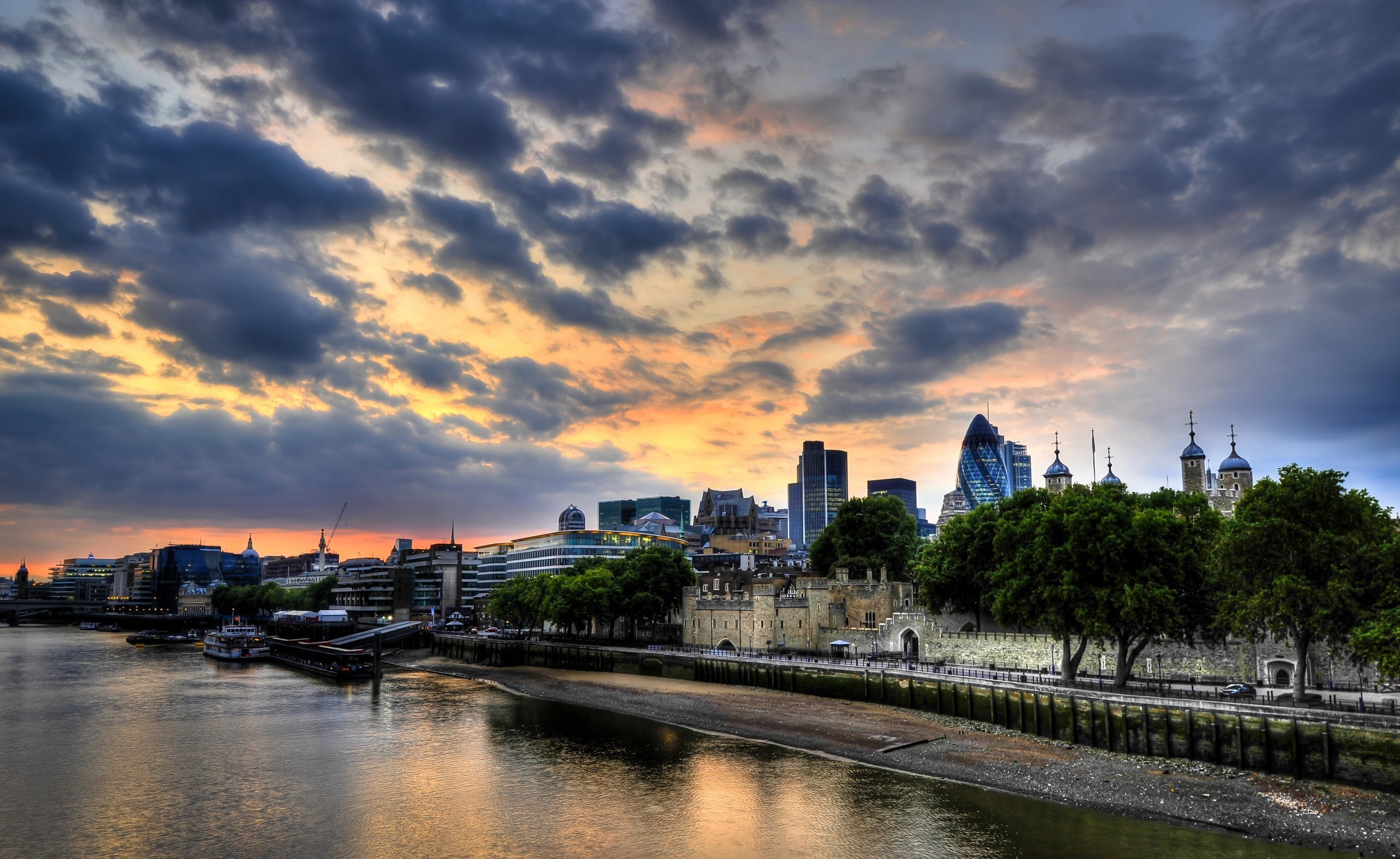 man made, london, cloud, england, river, sky, sunset, thames, united kingdom, cities