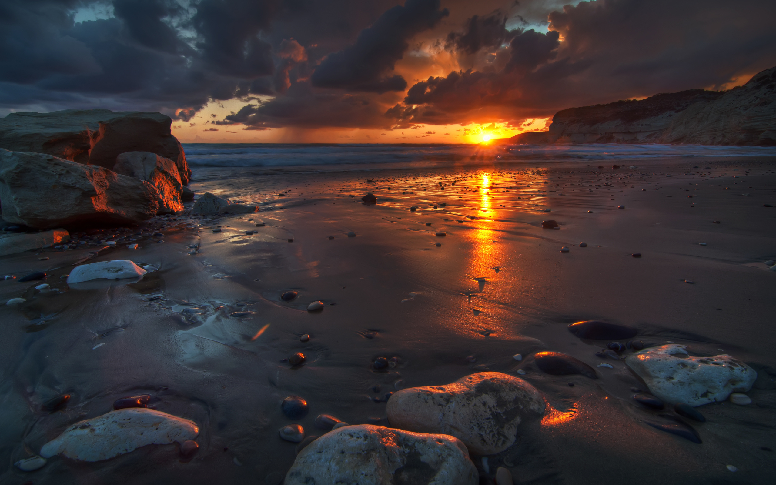 Download mobile wallpaper Sunset, Sea, Beach, Sand, Horizon, Ocean, Earth, Cloud for free.