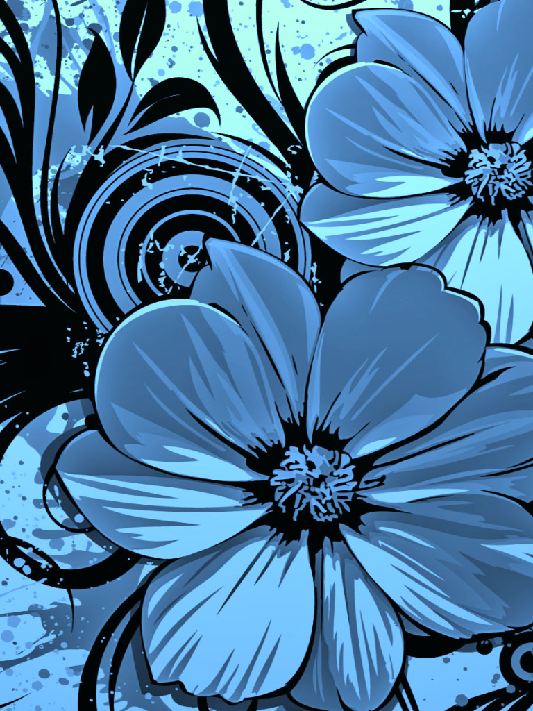 Скачать картинку Цветок, Синий, Художественные, Флауэрсы в телефон бесплатно.