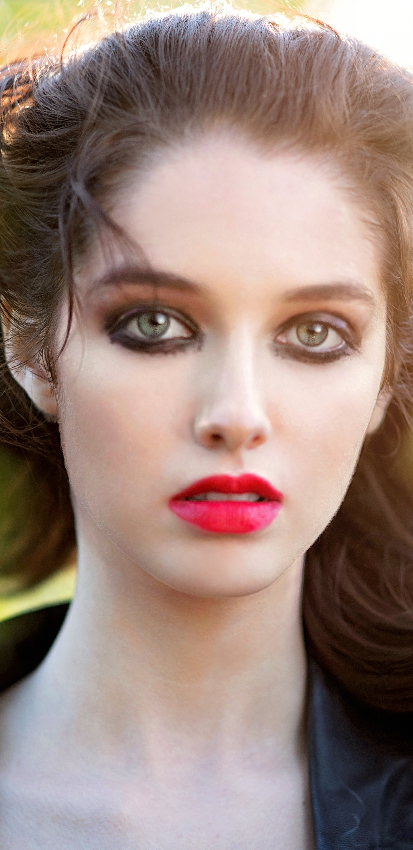 Download mobile wallpaper Face, Brunette, Model, Women, Lipstick, Hazel Eyes for free.