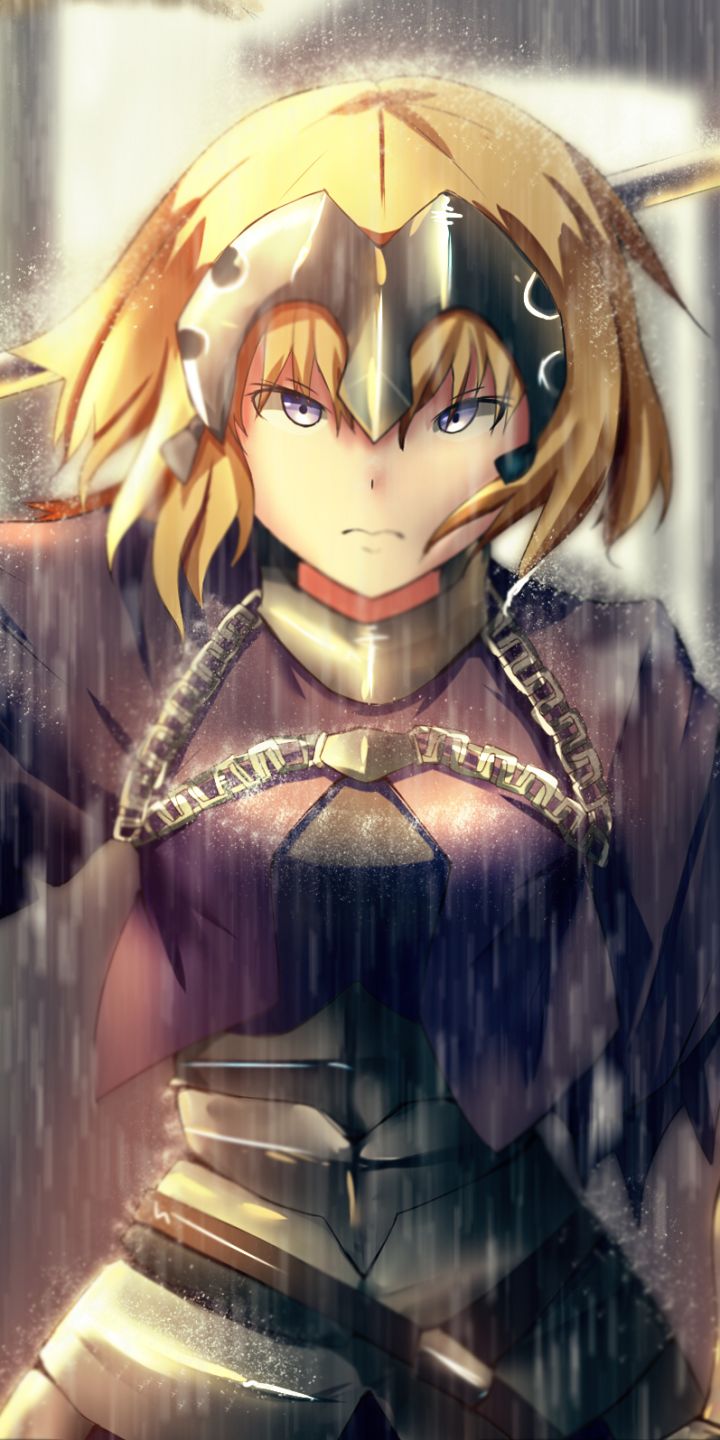 Download mobile wallpaper Anime, Rain, Blonde, Long Hair, Purple Eyes, Fate/grand Order, Jeanne D'arc (Fate Series), Ruler (Fate/apocrypha), Fate Series for free.