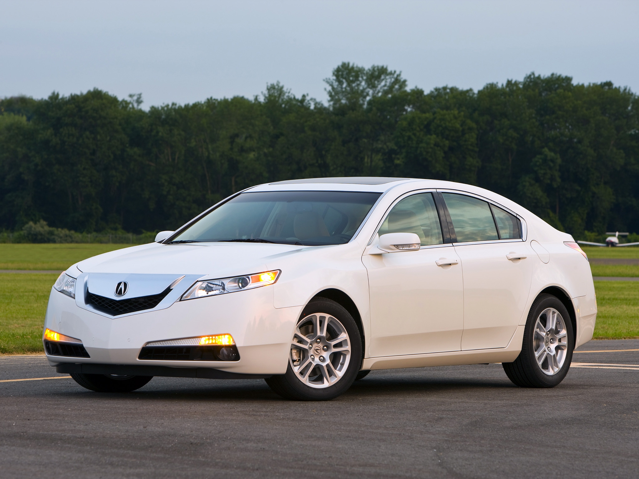 cars, auto, nature, trees, grass, acura, white, side view, style, akura, 2008, tl 4K Ultra