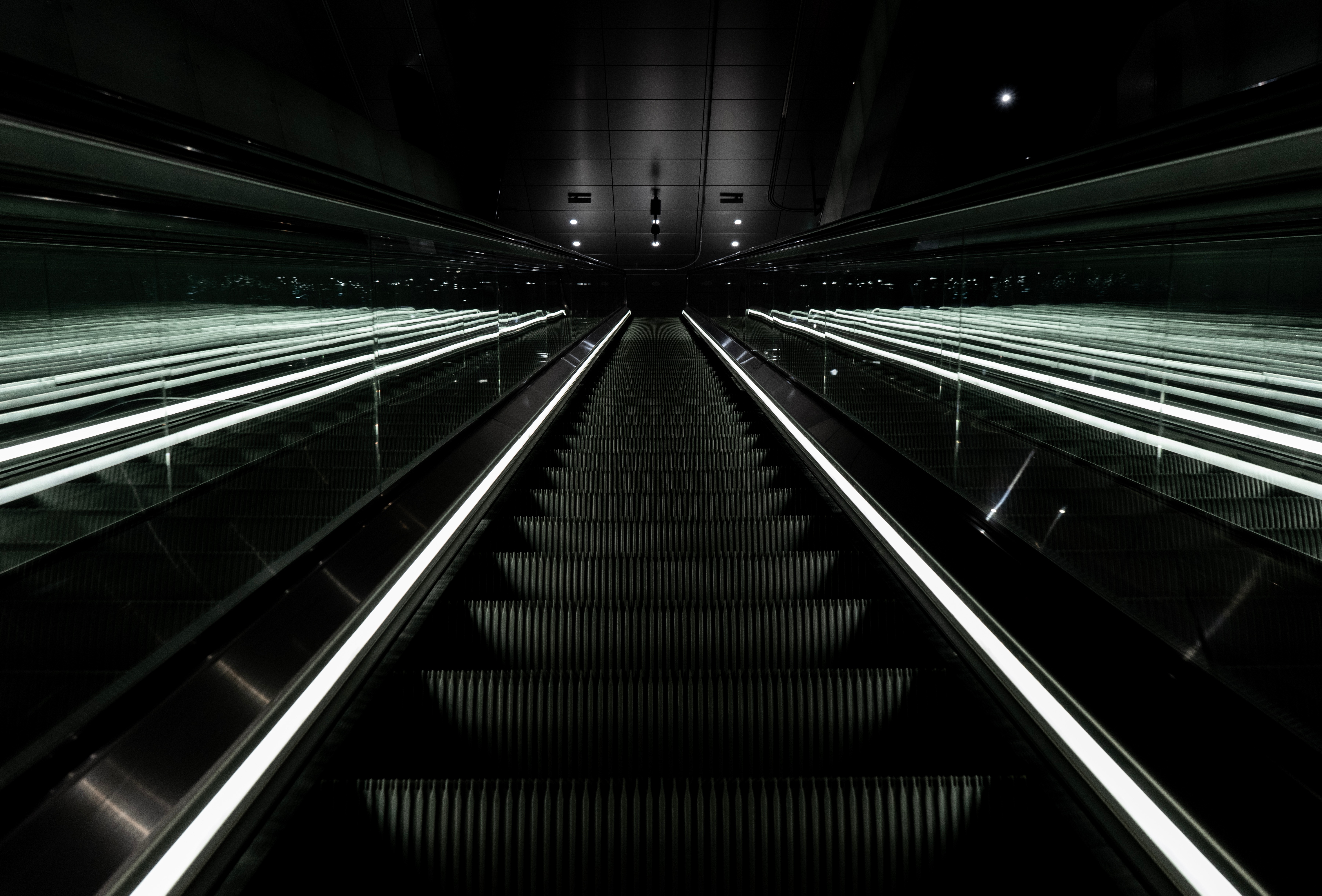 dark, stairs, ladder, descent, escalator