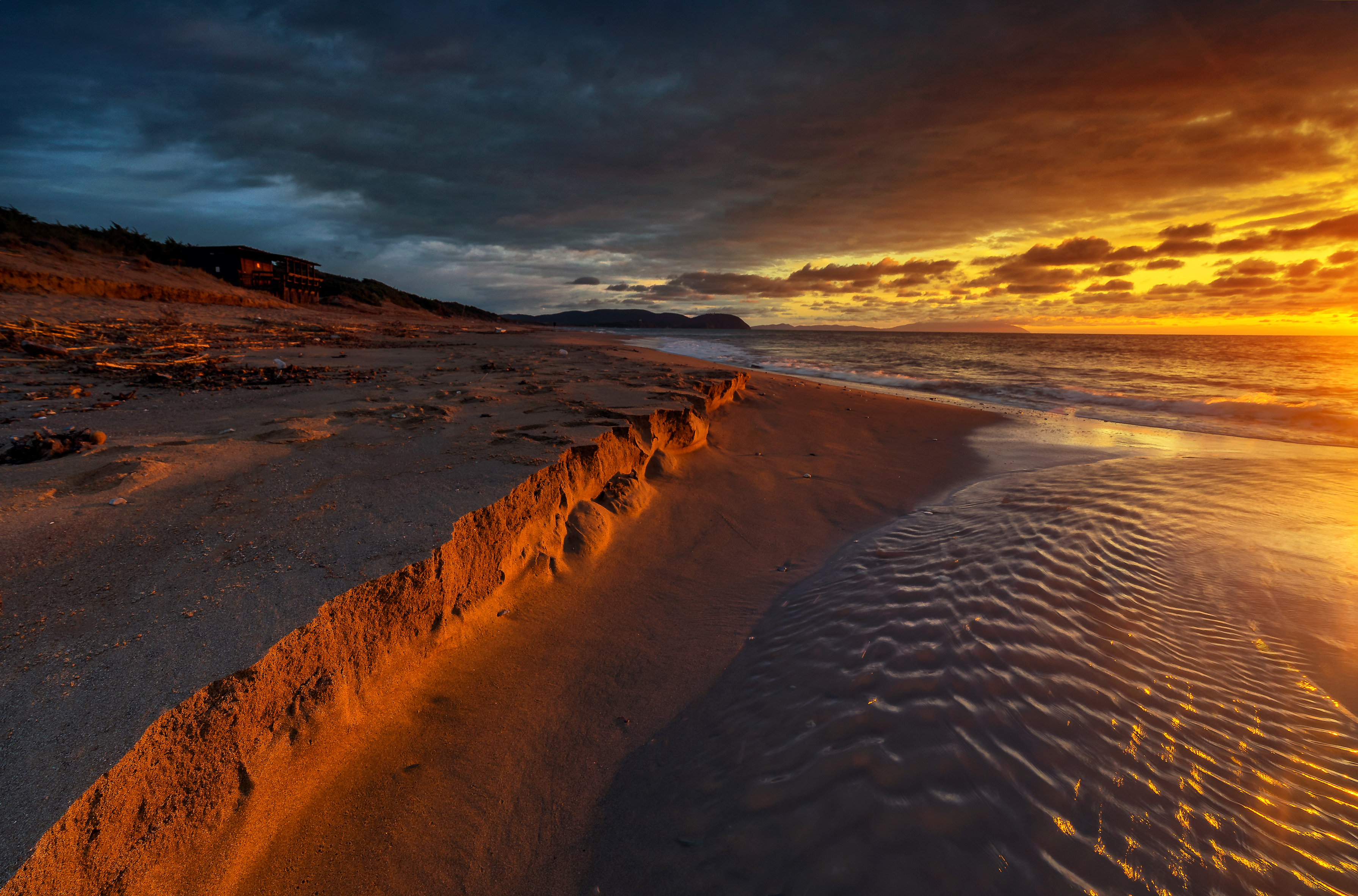 Download mobile wallpaper Sunset, Sea, Beach, Horizon, Ocean, Earth for free.