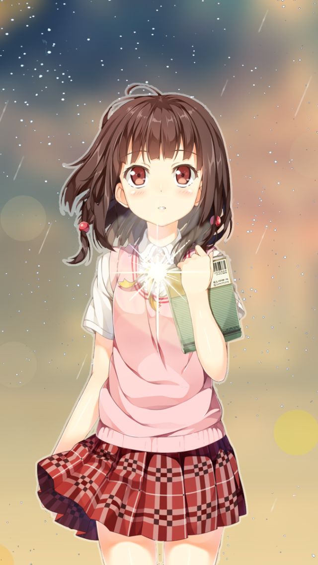 Download mobile wallpaper Anime, Sky, Rain, Girl for free.