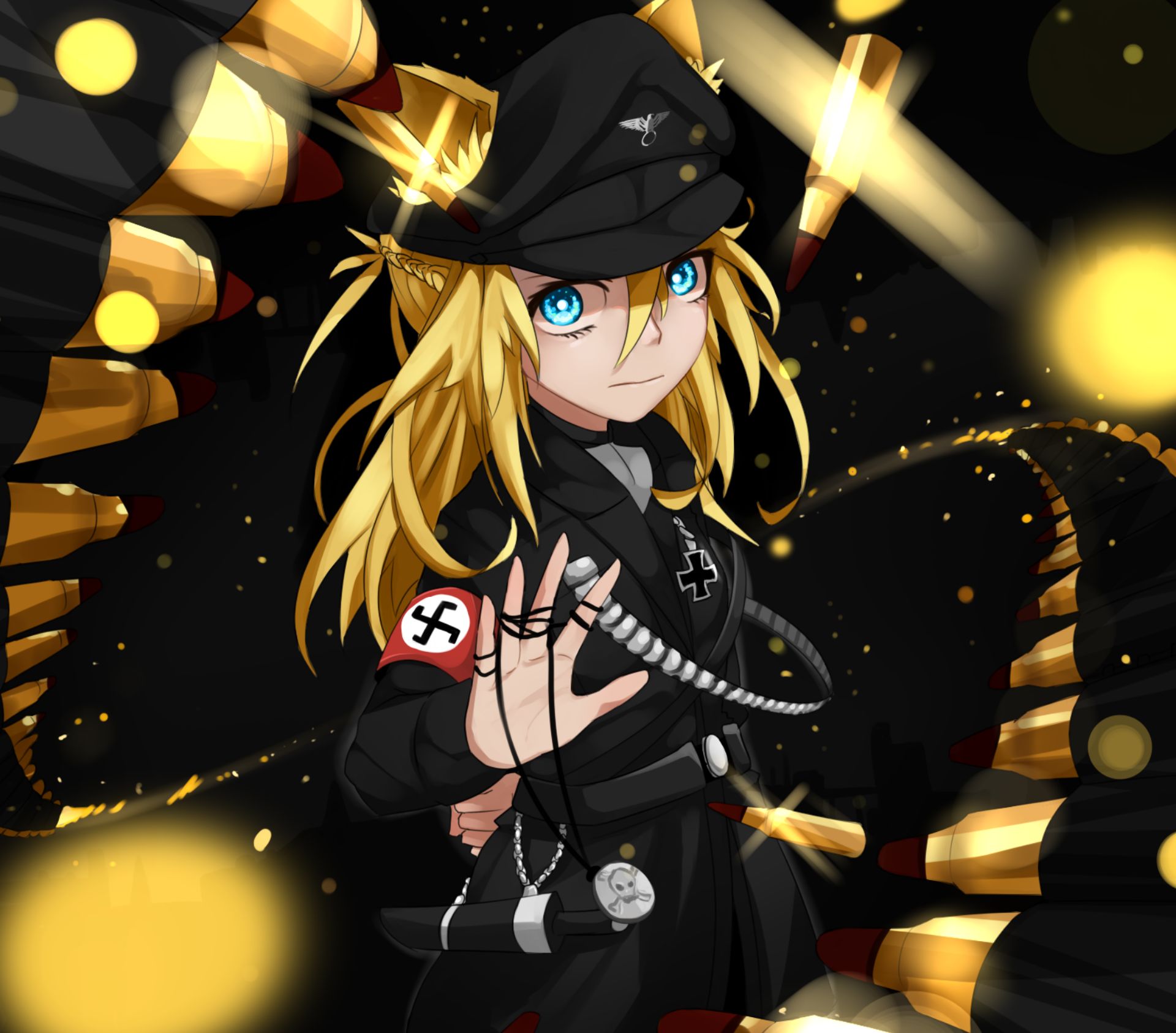 nazi, anime, original, blonde, blue eyes, soldier