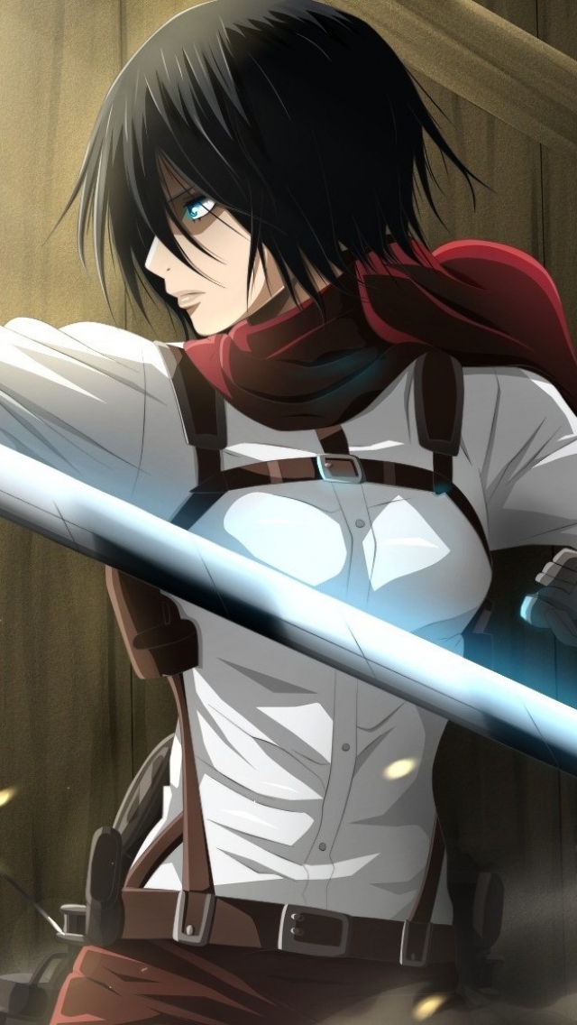 Download mobile wallpaper Anime, Weapon, Scarf, Black Hair, Short Hair, Mikasa Ackerman, Shingeki No Kyojin, Attack On Titan for free.