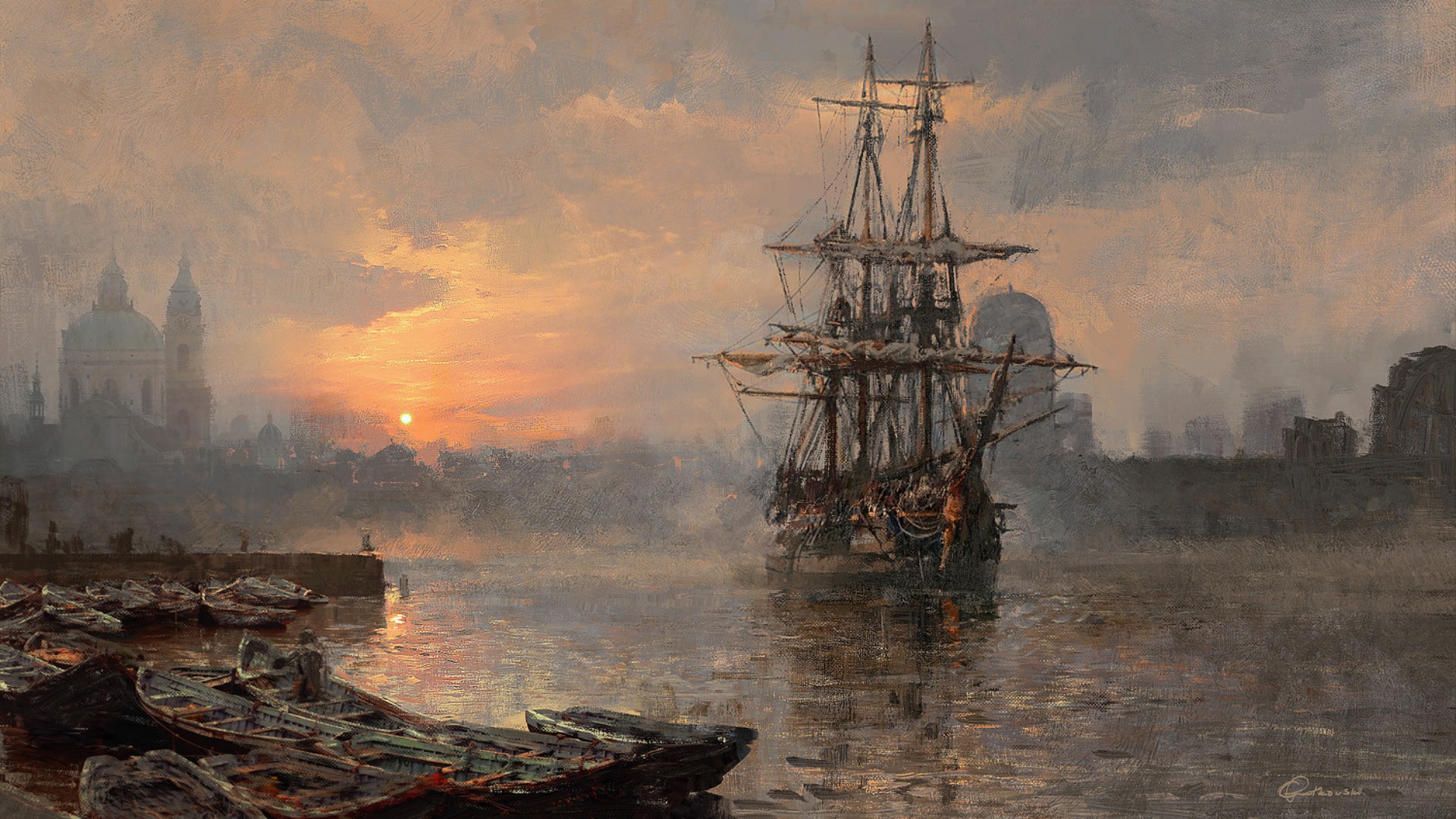 Free download wallpaper Painting, Vehicles, Sailing Ship on your PC desktop