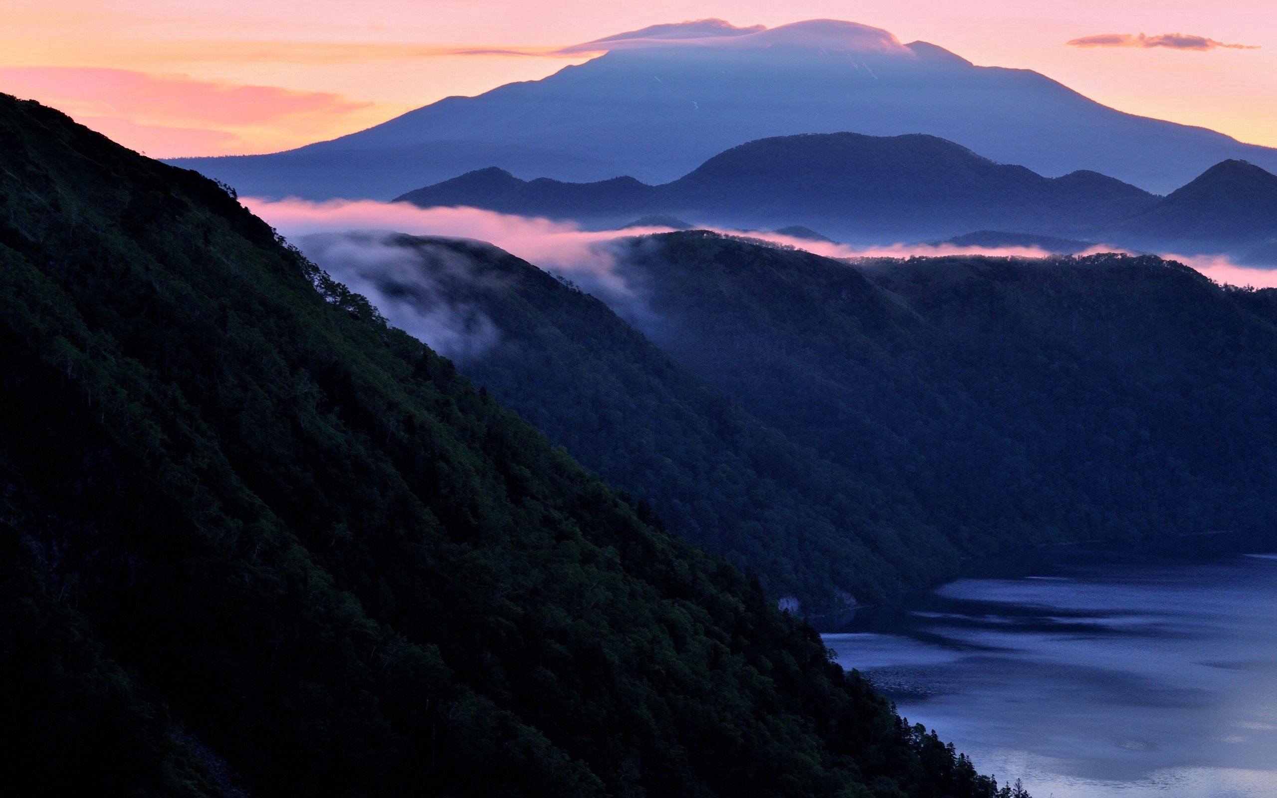 Laden Sie das Nebel, Natur, Mountains, Übernachtung, Sea-Bild kostenlos auf Ihren PC-Desktop herunter