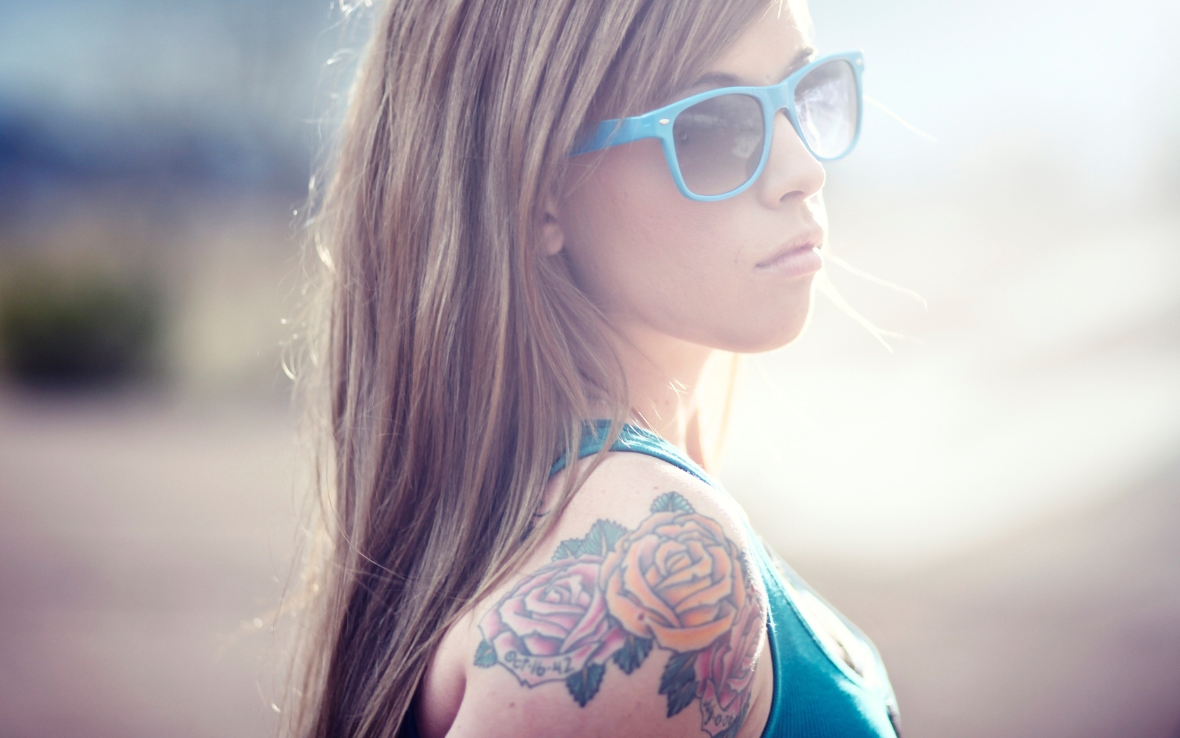 Download mobile wallpaper Tattoo, Sunglasses, Women for free.
