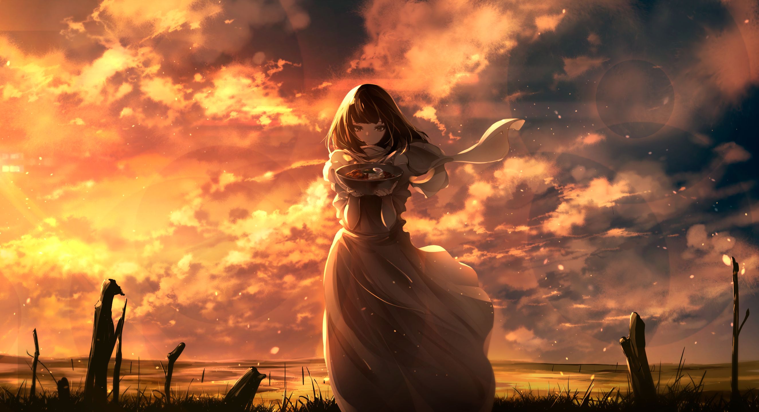 Free download wallpaper Anime, Sky, Original, Long Hair on your PC desktop