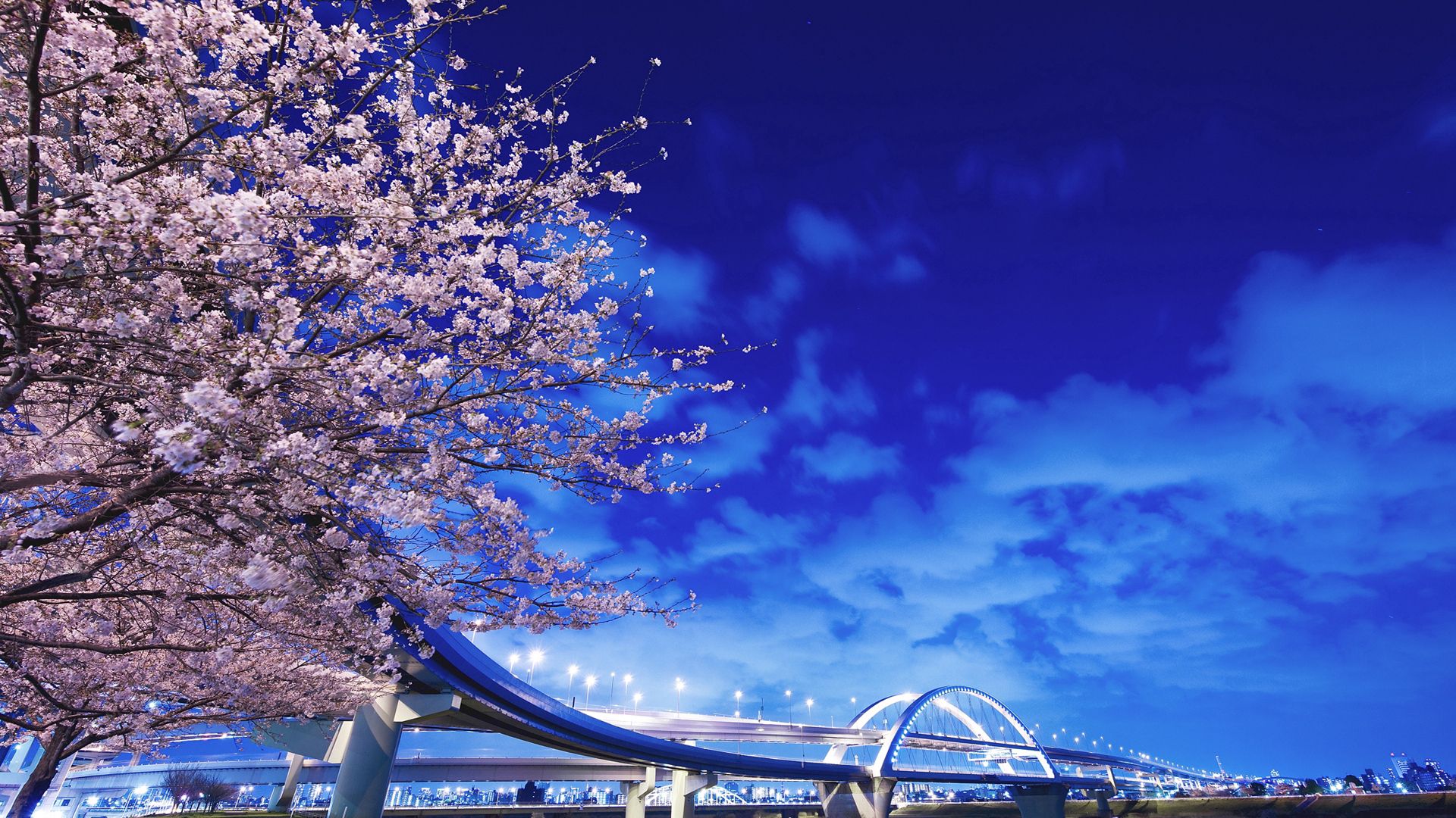147192 descargar fondo de pantalla japón, ciudades, sakura, puente, hokkaido: protectores de pantalla e imágenes gratis
