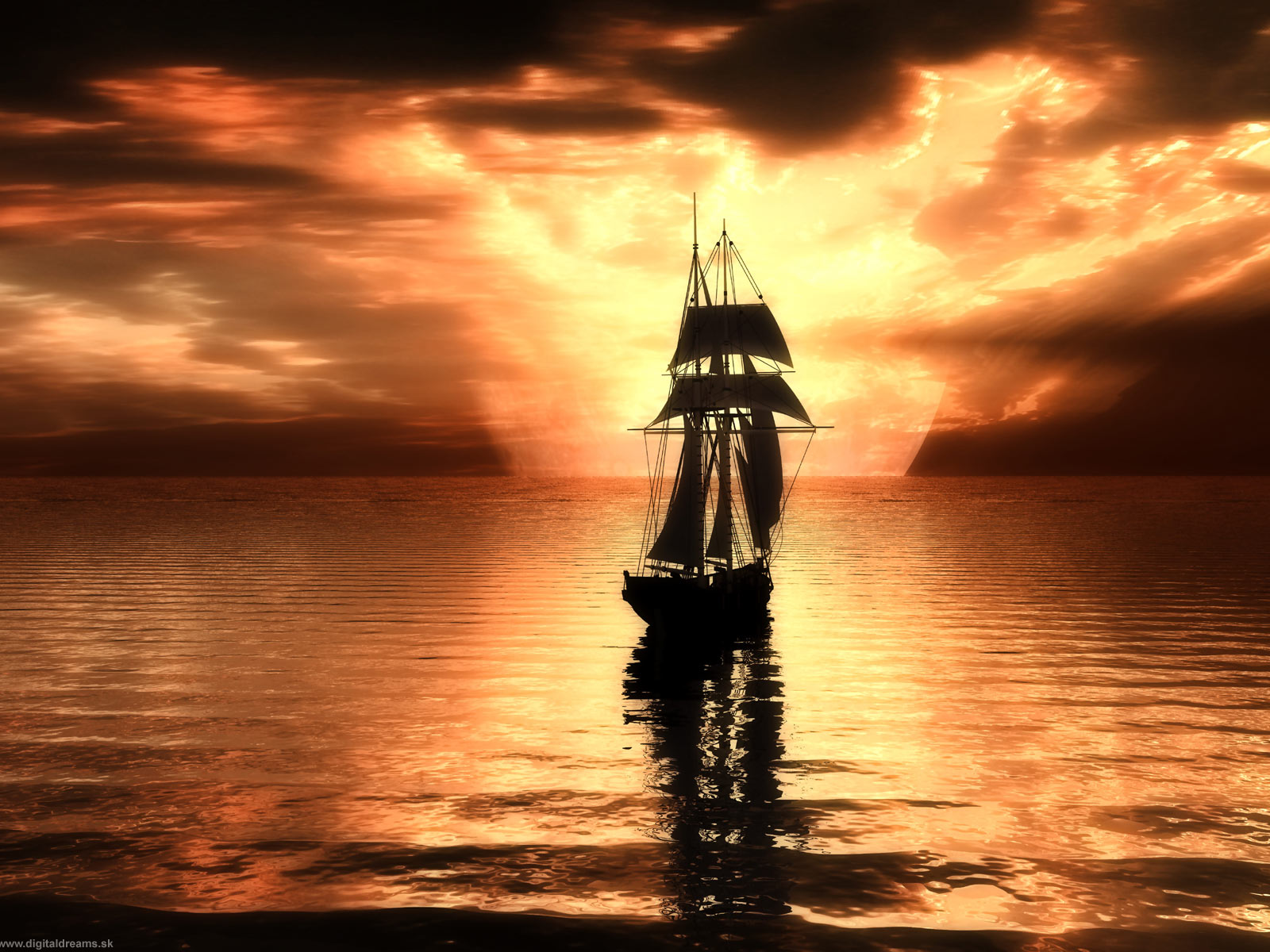 Download mobile wallpaper Sunset, Sky, Ocean, Ship, Vehicles for free.