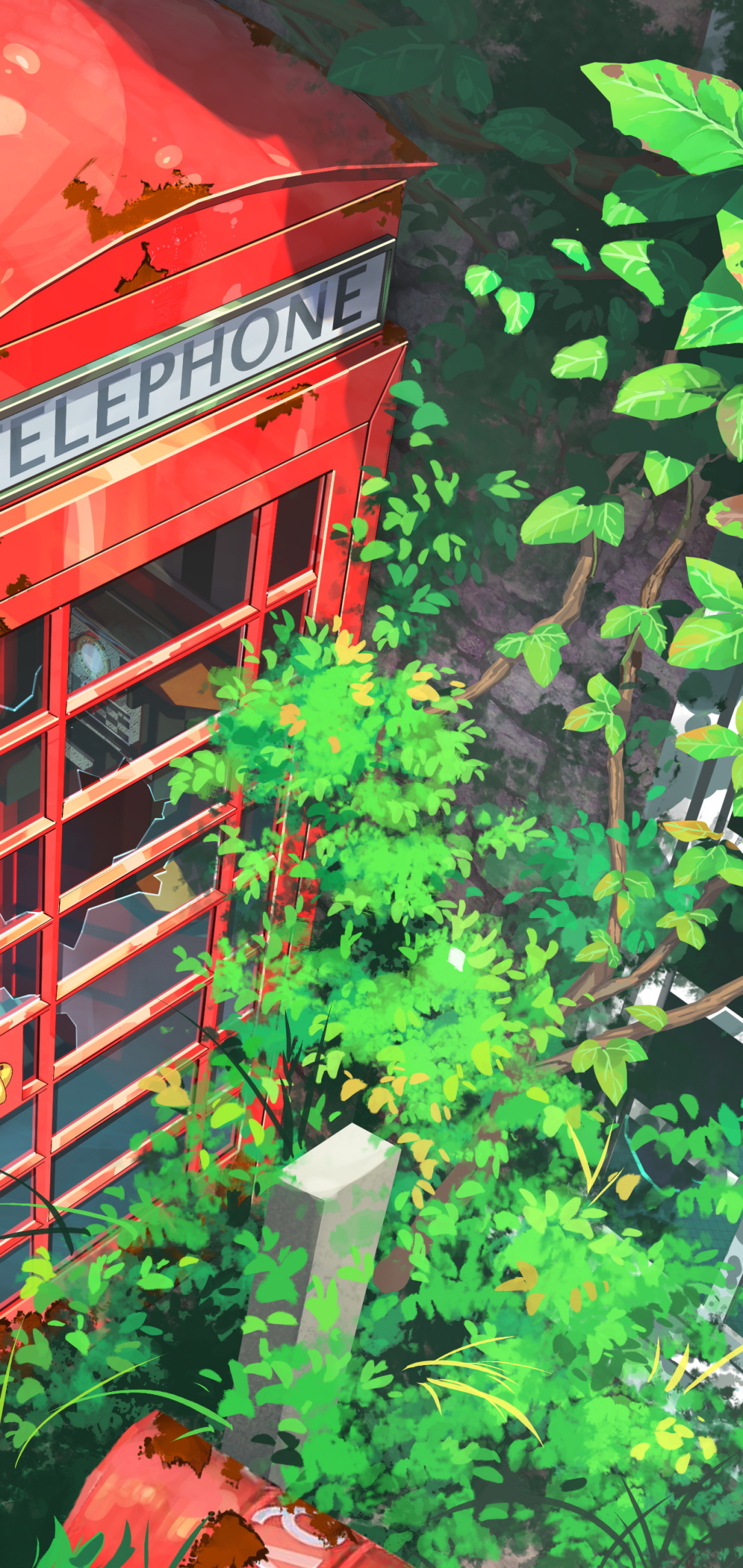anime, telephone booth lock screen backgrounds