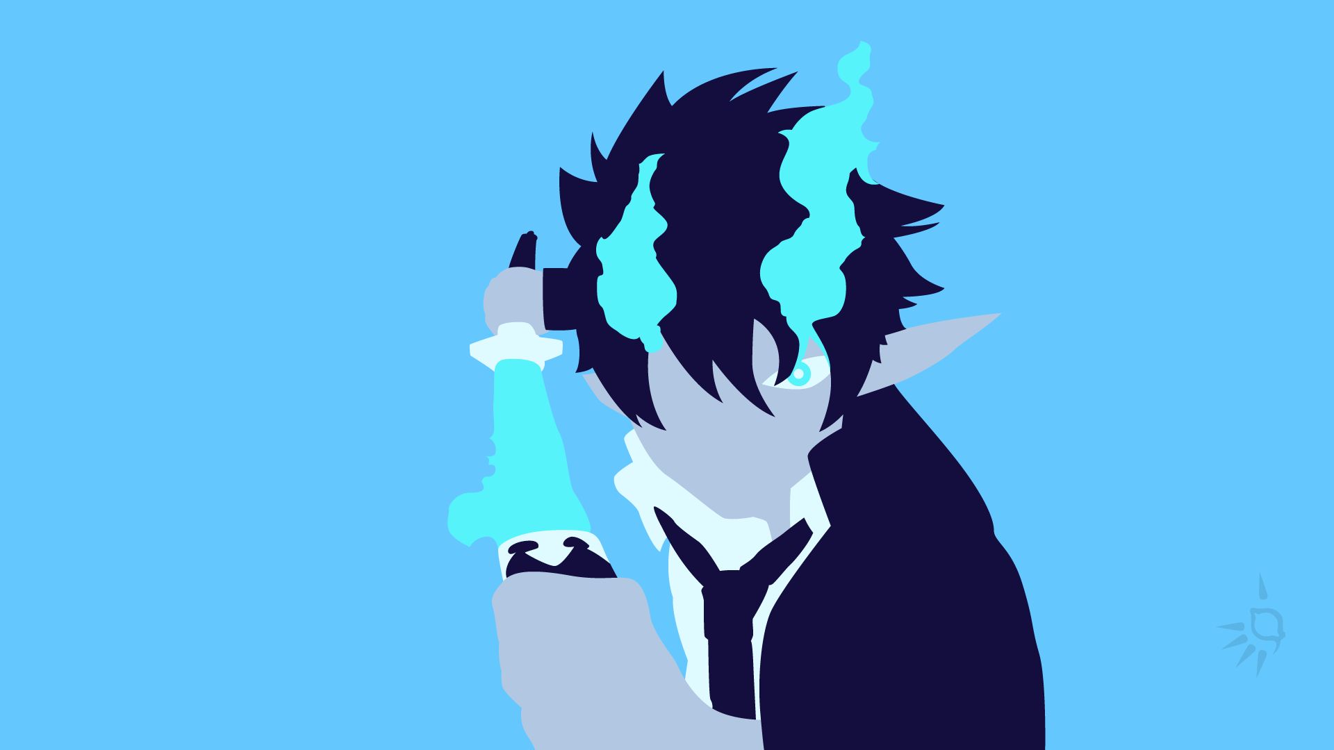 Download mobile wallpaper Anime, Fire, Pointed Ears, Minimalist, Blue Exorcist, Rin Okumura, Ao No Exorcist for free.