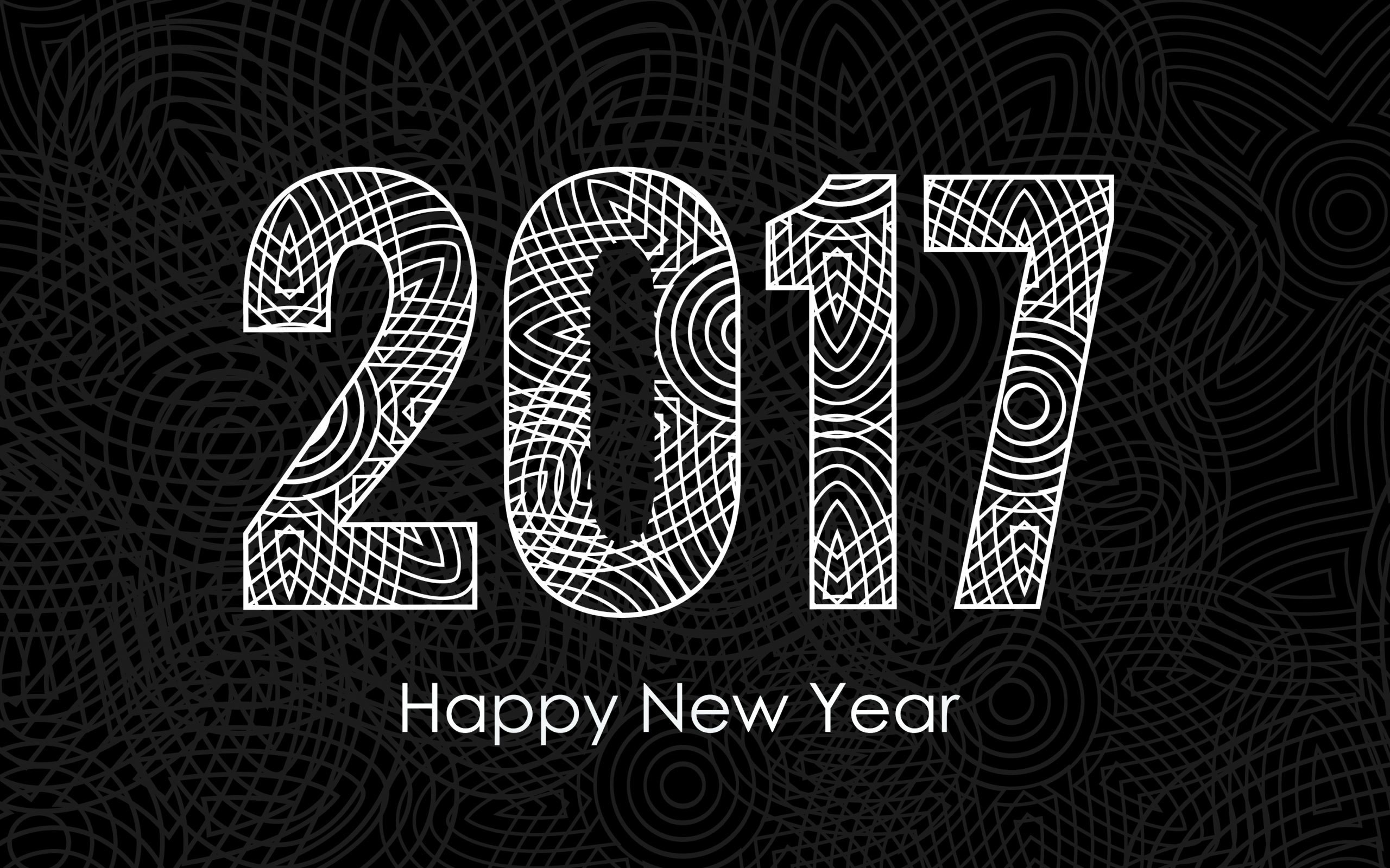 Скачати мобільні шпалери Новий Рік, Свято, Чорний Білий, Щасливого Нового Року, Новий Рік 2017 безкоштовно.