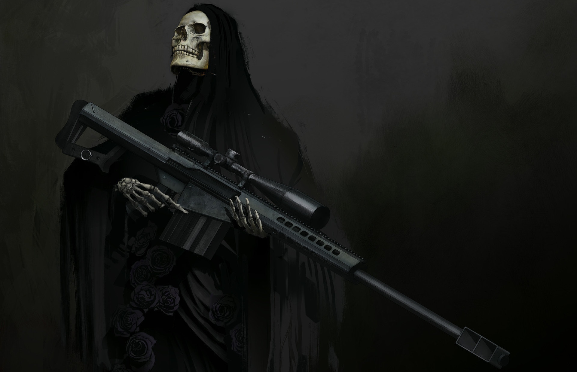 Free download wallpaper Weapon, Dark, Skull, Grim Reaper, Sniper Rifle on your PC desktop