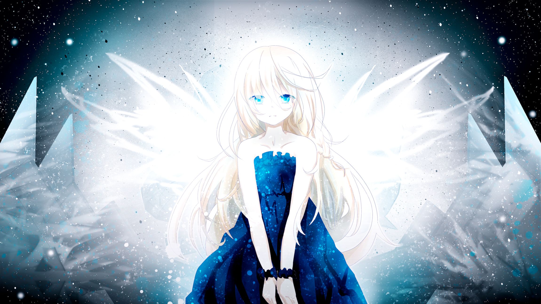 Laden Sie das Traurigkeit, Vocaloid, Blaue Augen, Blondinen, Animes, Lange Haare, Ia (Vocaloid)-Bild kostenlos auf Ihren PC-Desktop herunter