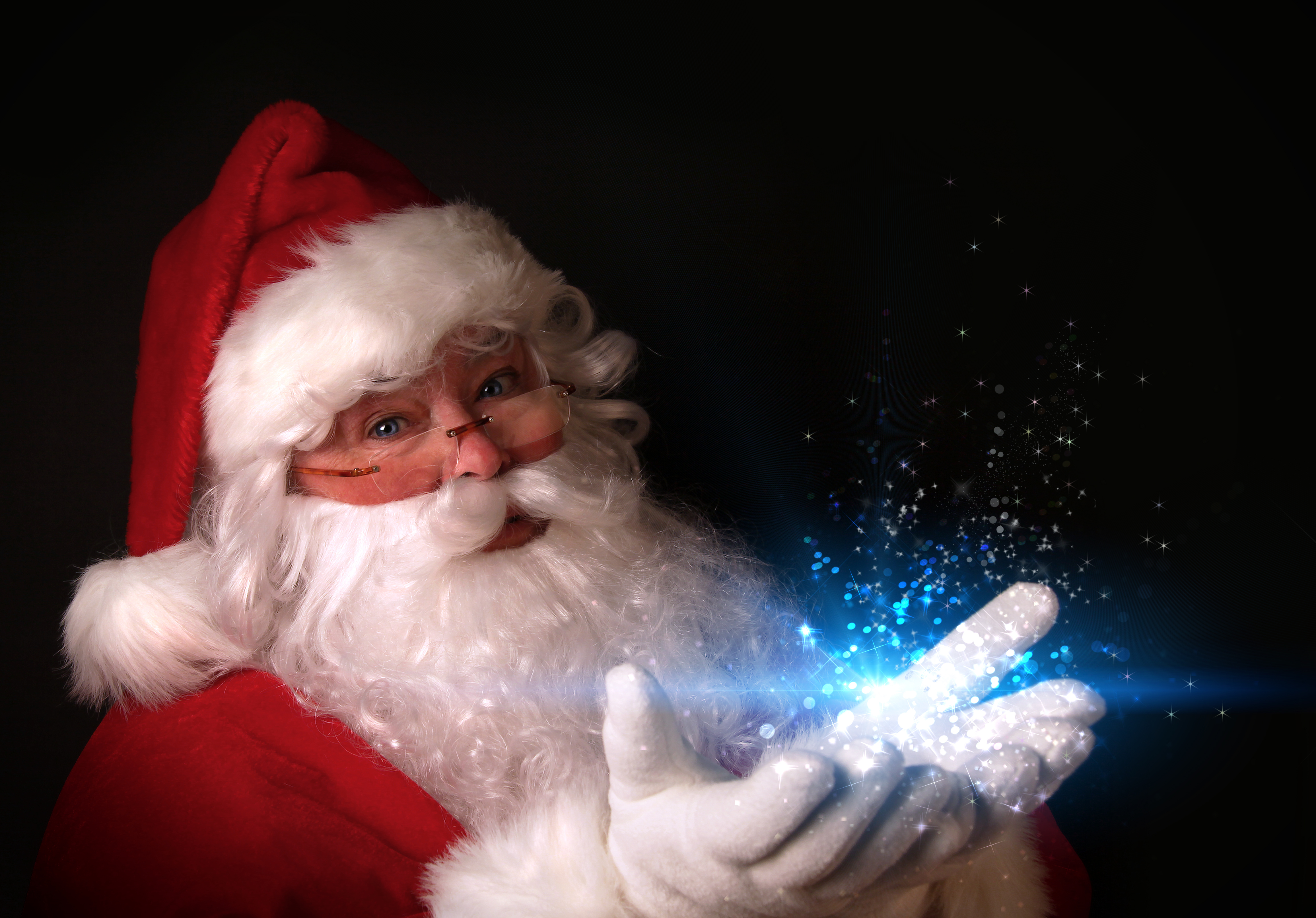 Laden Sie das Feiertage, Weihnachtsmann, Weihnachten, Brille, Blaue Augen, Weihnachtsmütze-Bild kostenlos auf Ihren PC-Desktop herunter