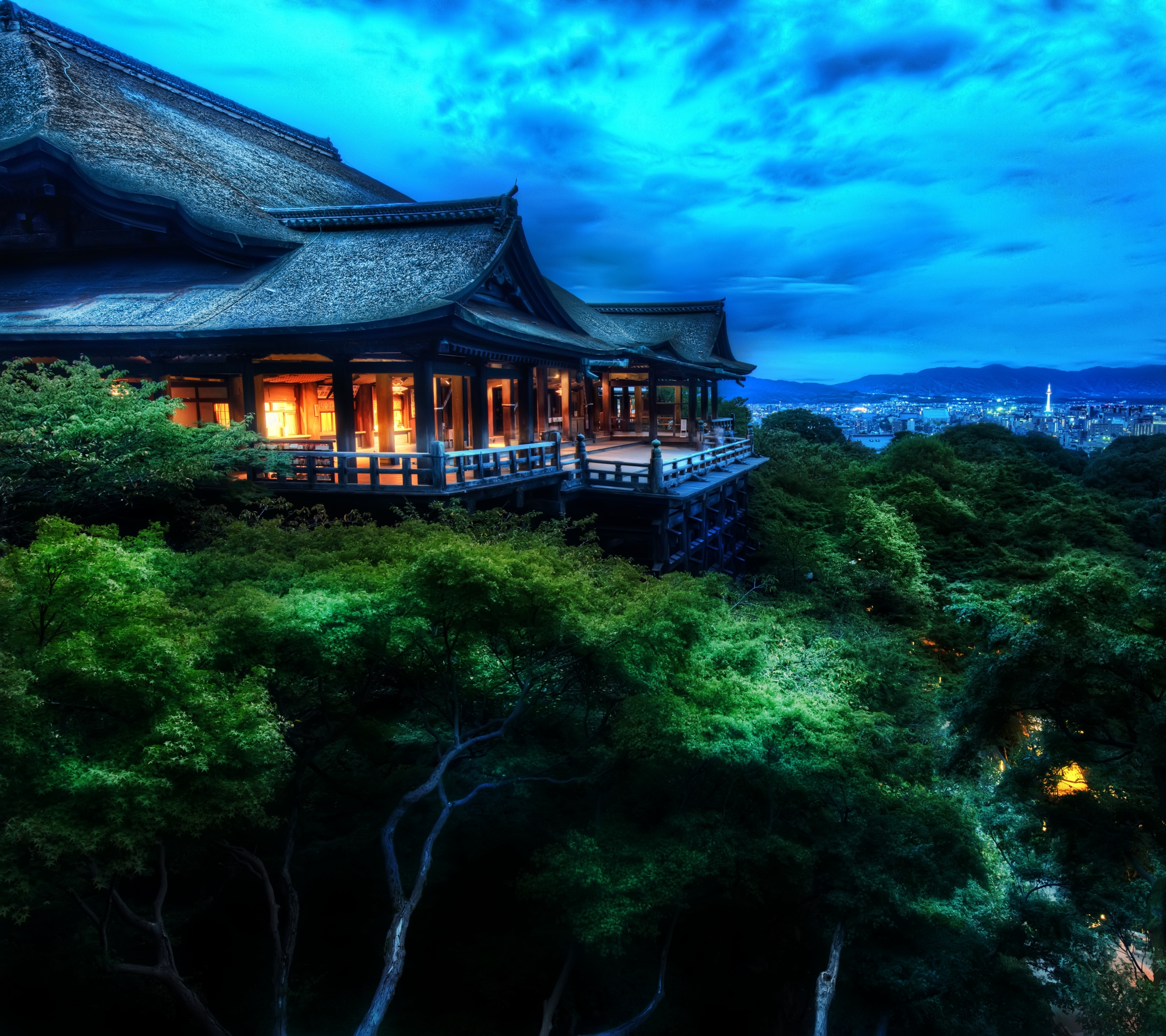 Download mobile wallpaper Night, Architecture, Japan, Temple, Temples, Kyoto, Religious, Kiyomizu Dera, Buddhist Temple, Otowa San Kiyomizu Dera for free.