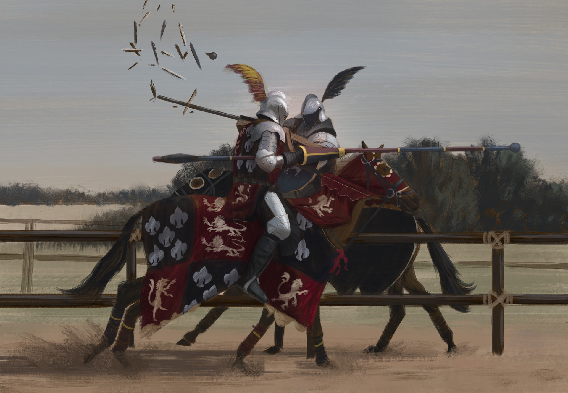 Free download wallpaper Fantasy, Horse, Knight, Armor, Jousting on your PC desktop