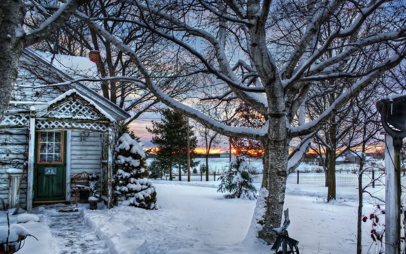 無料モバイル壁紙冬, 家, 木, 雪, 写真撮影をダウンロードします。