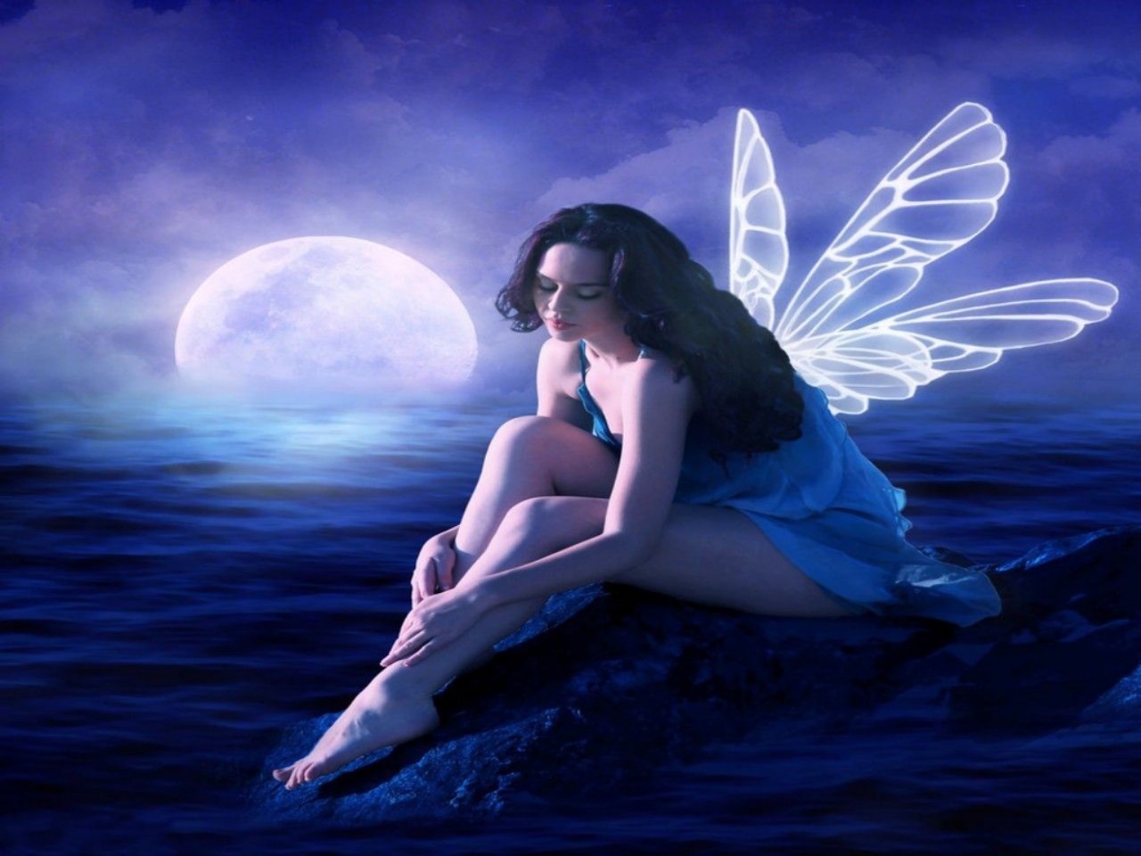 Download mobile wallpaper Fantasy, Moon, Fairy for free.