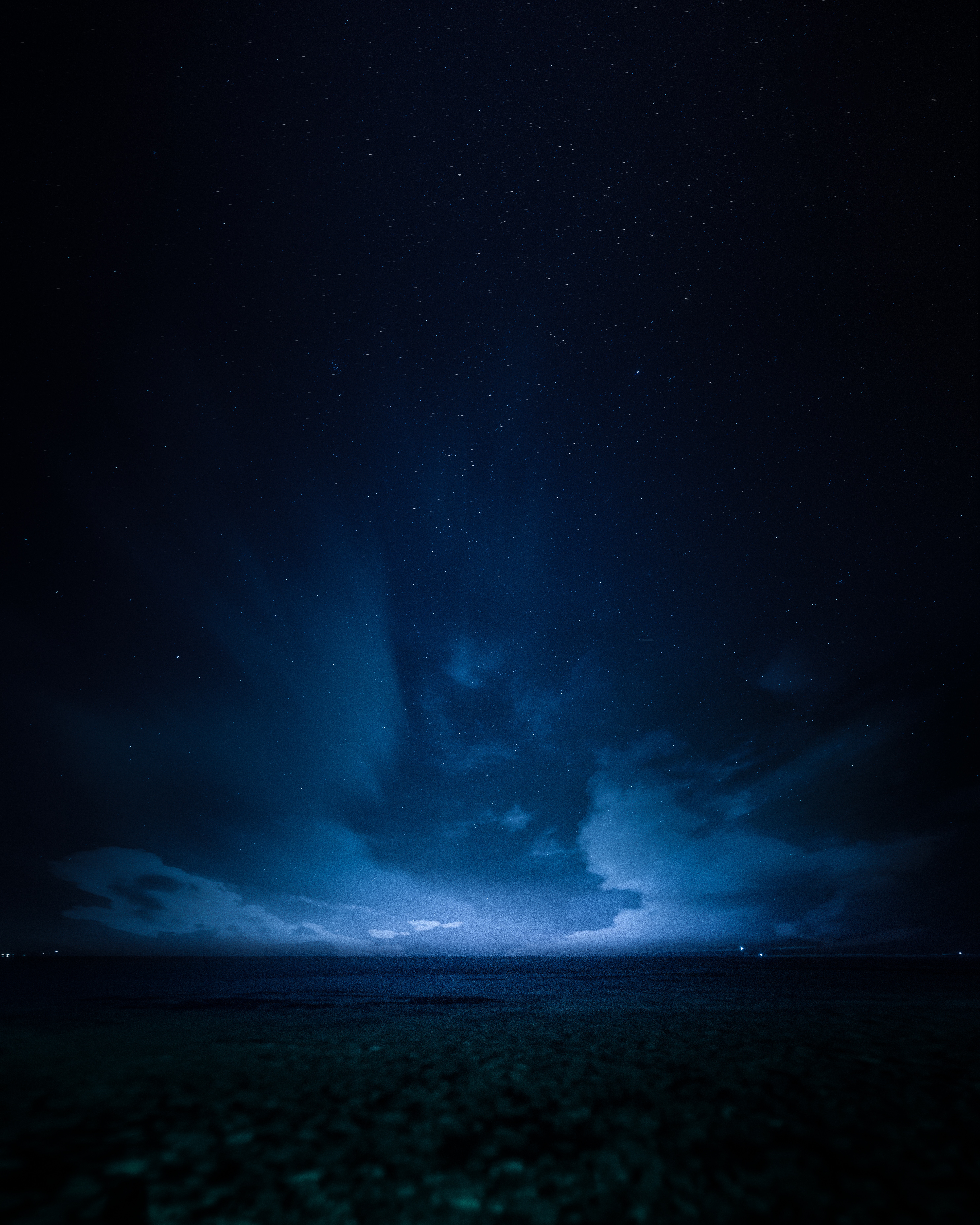 Download mobile wallpaper Horizon, Starry Sky, Nature, Night, Dark for free.