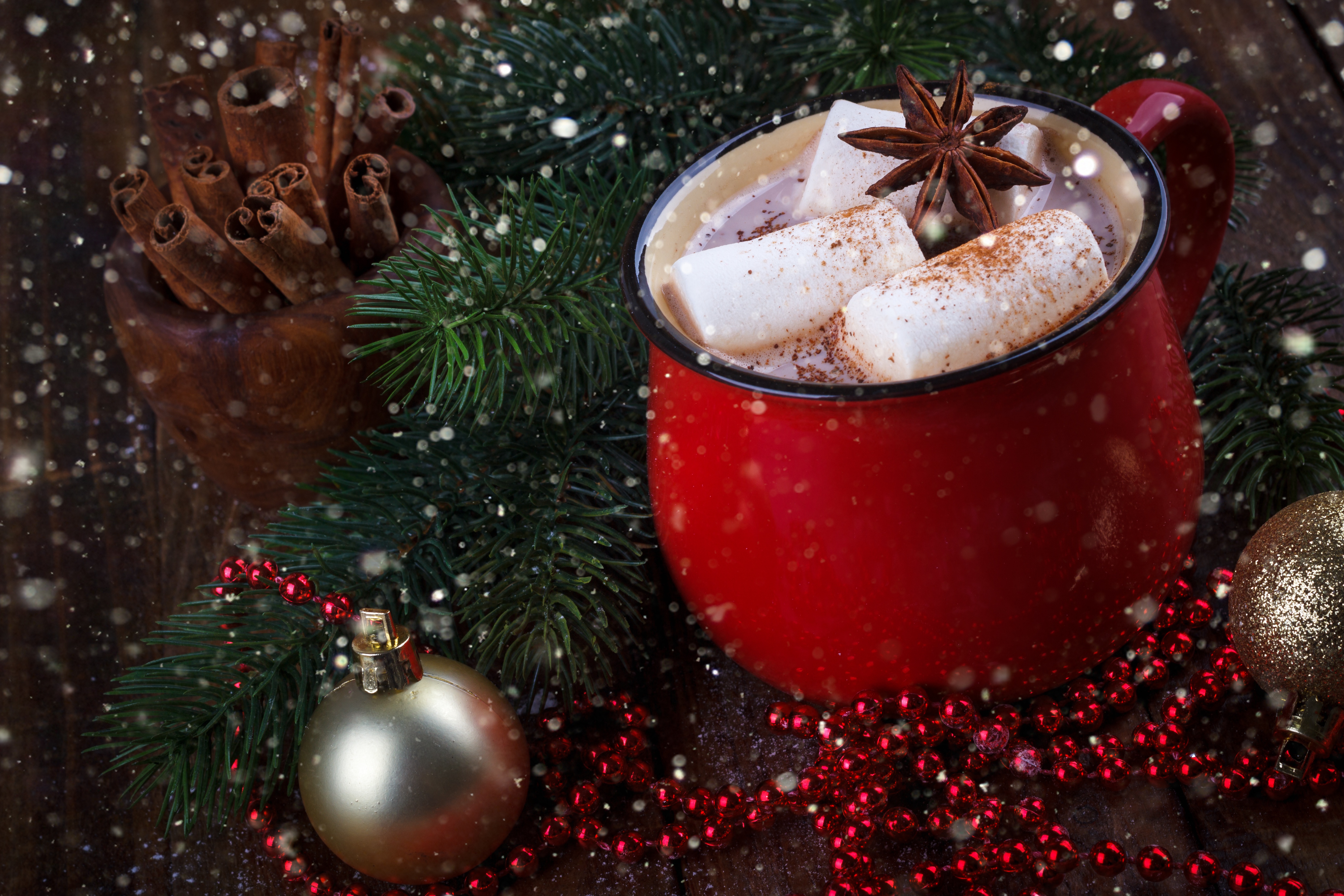 Download mobile wallpaper Food, Christmas, Marshmallow, Hot Chocolate, Bauble for free.