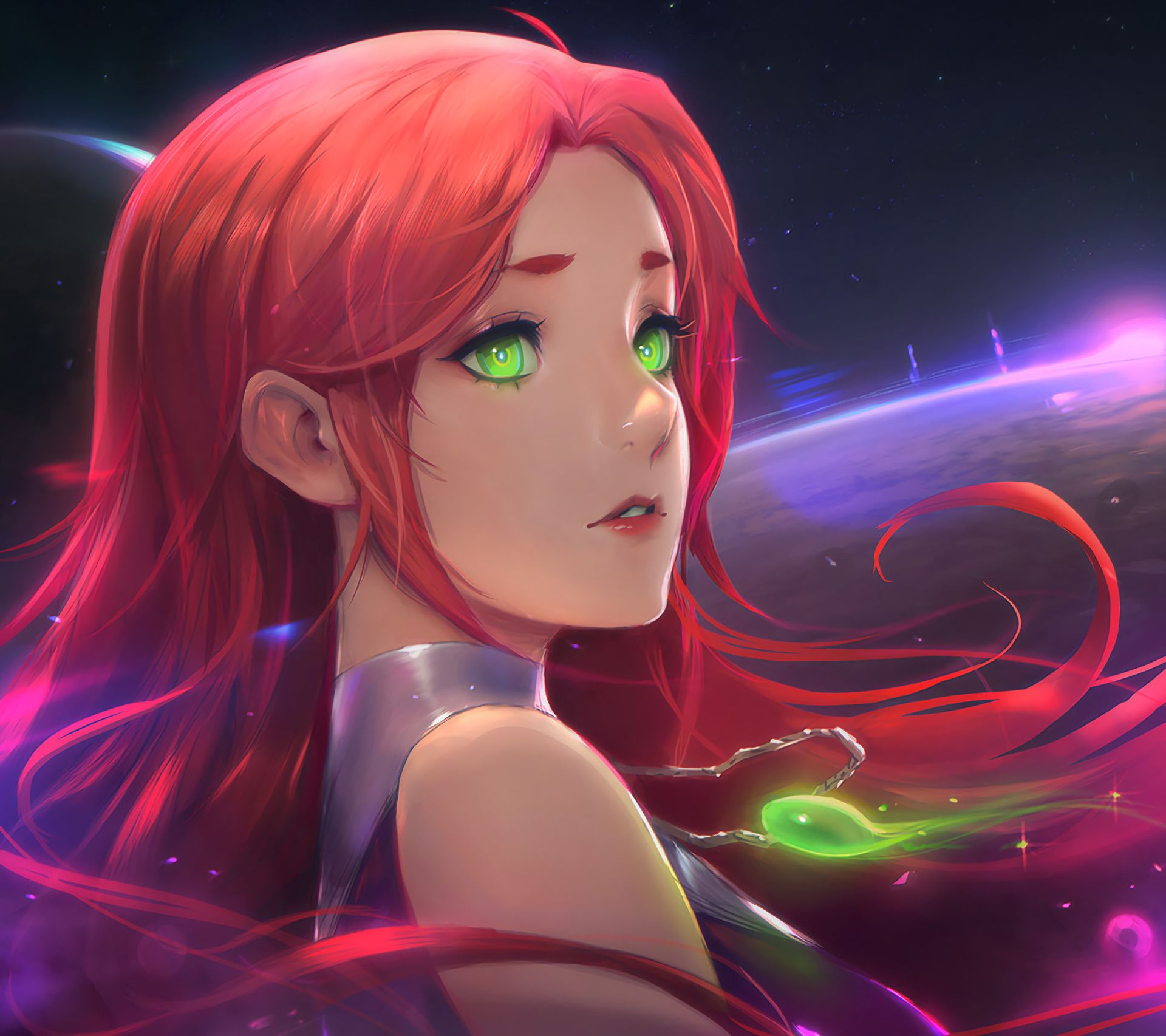 Download mobile wallpaper Green Eyes, Tv Show, Red Hair, Starfire (Dc Comics), Teen Titans for free.