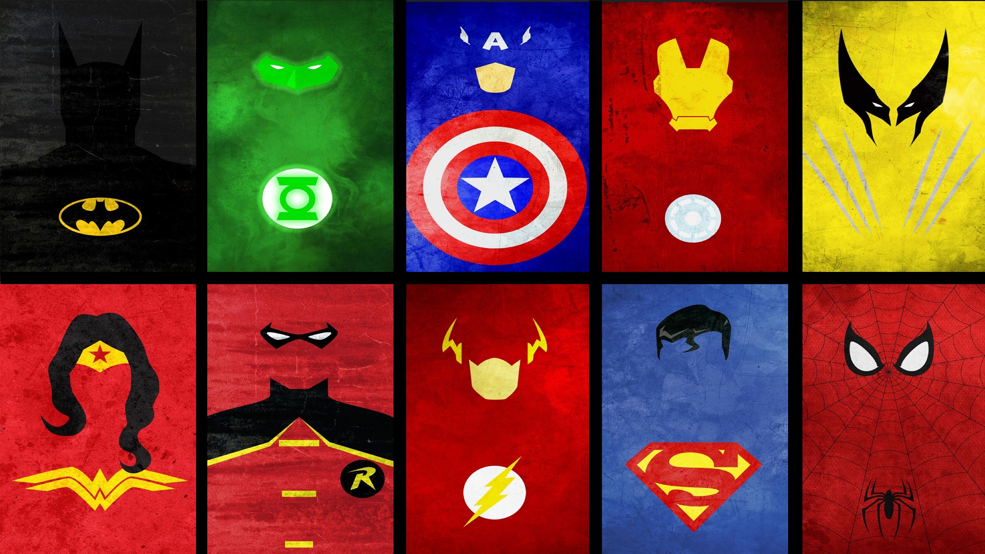 592352 скачать обои комиксы, коллаж, бэтмен, капитан америка, флеш, зелёный фонарь, железный человек, робин (комиксы dc), человек паук, супермен, росомаха, чудо женщина - заставки и картинки бесплатно
