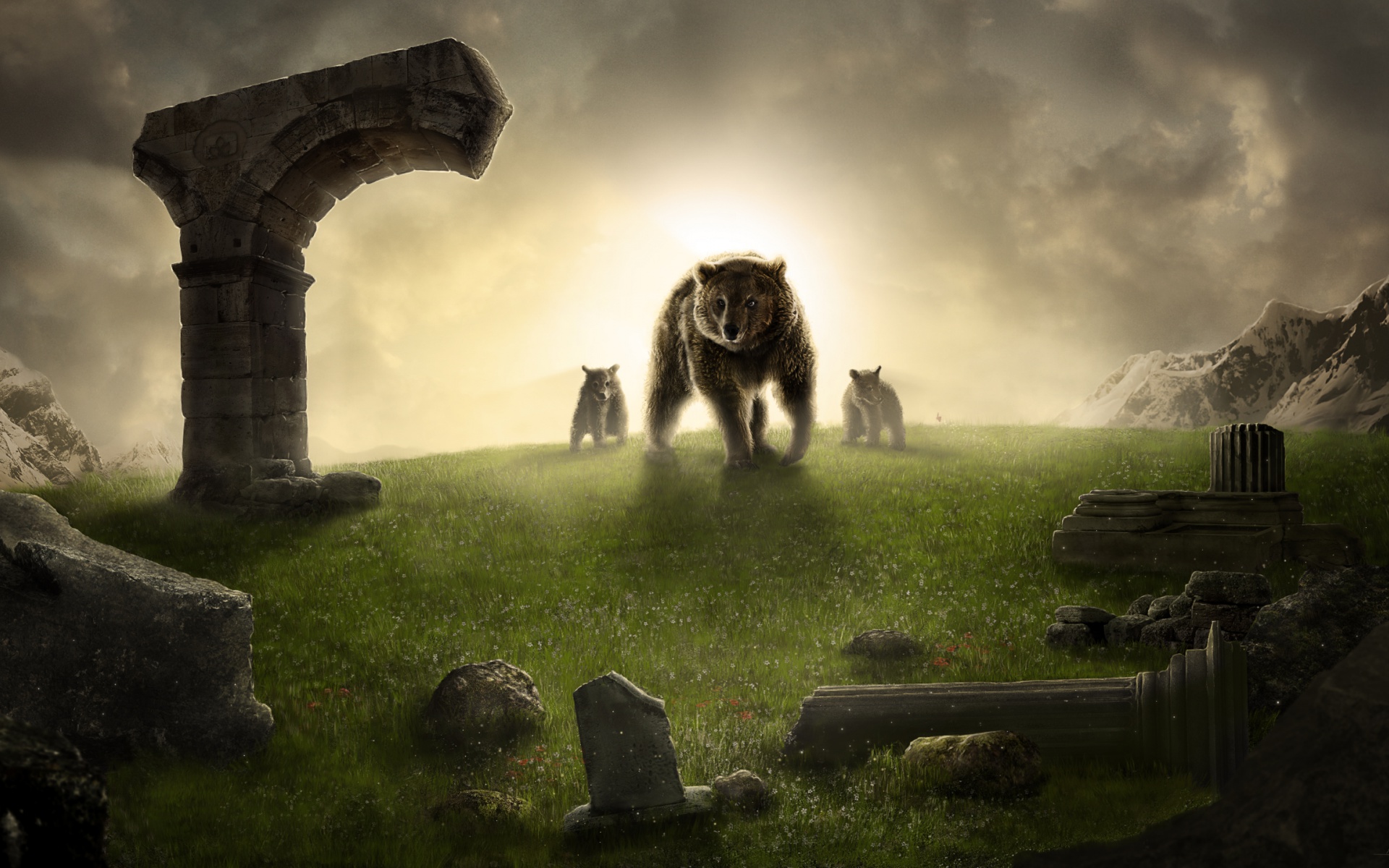Free download wallpaper Fantasy, Bear, Field, Animal, Fantasy Animals on your PC desktop