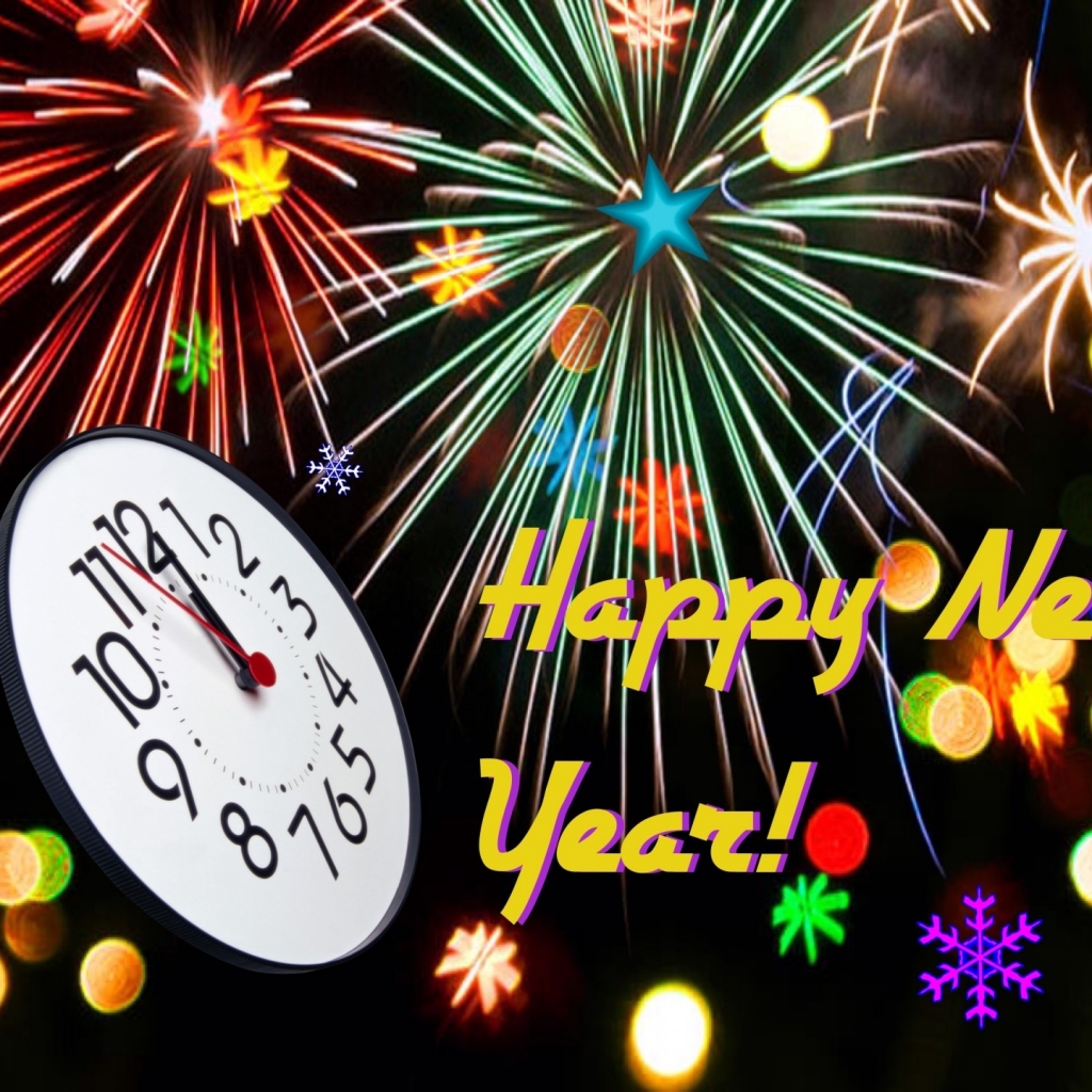 Download mobile wallpaper New Year, Clock, Holiday, Fireworks, Celebration for free.