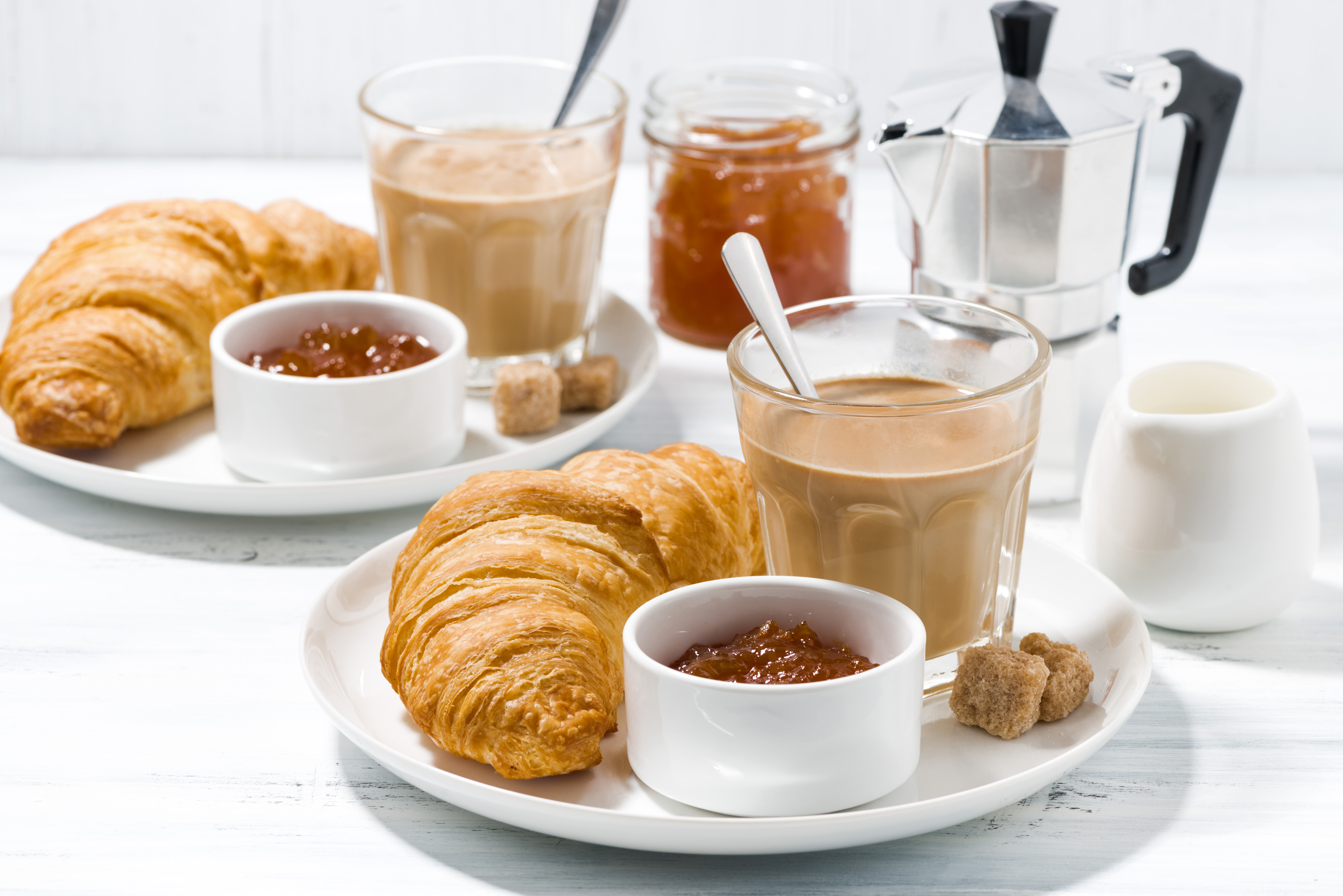 Handy-Wallpaper Croissant, Nahrungsmittel, Kaffee, Frühstuck, Wiener kostenlos herunterladen.