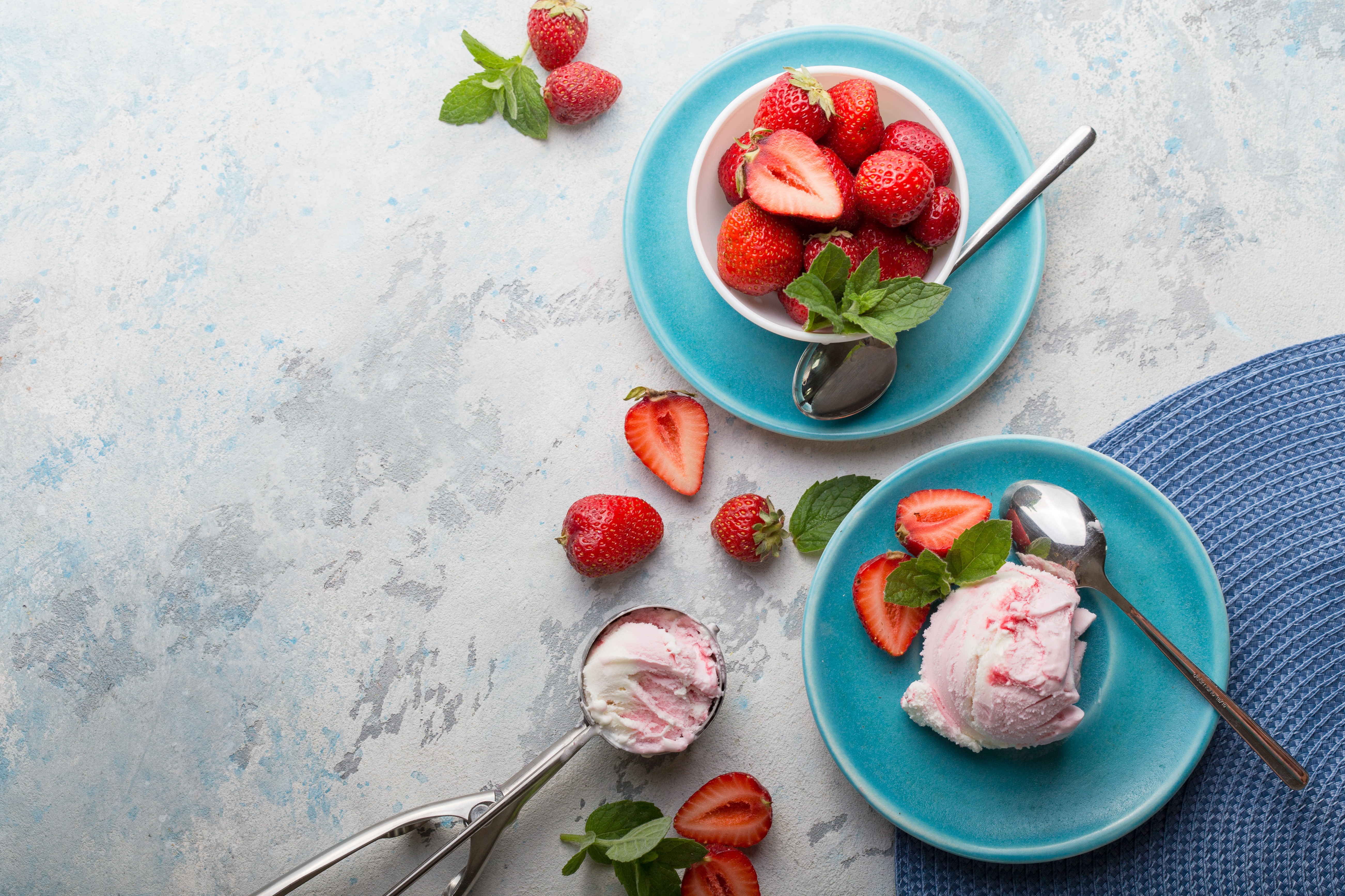 Download mobile wallpaper Food, Strawberry, Dessert, Ice Cream, Still Life, Berry, Fruit for free.