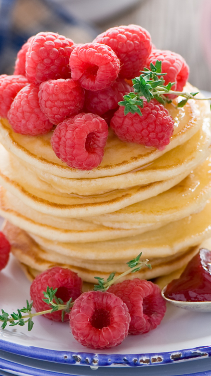 Download mobile wallpaper Food, Raspberry, Pancake for free.