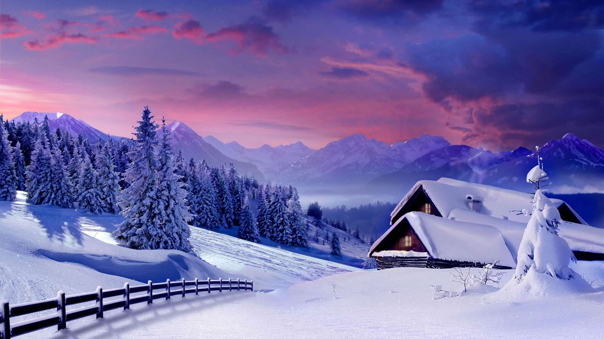 Download mobile wallpaper Winter, Mountain, Tree, House, Photography for free.