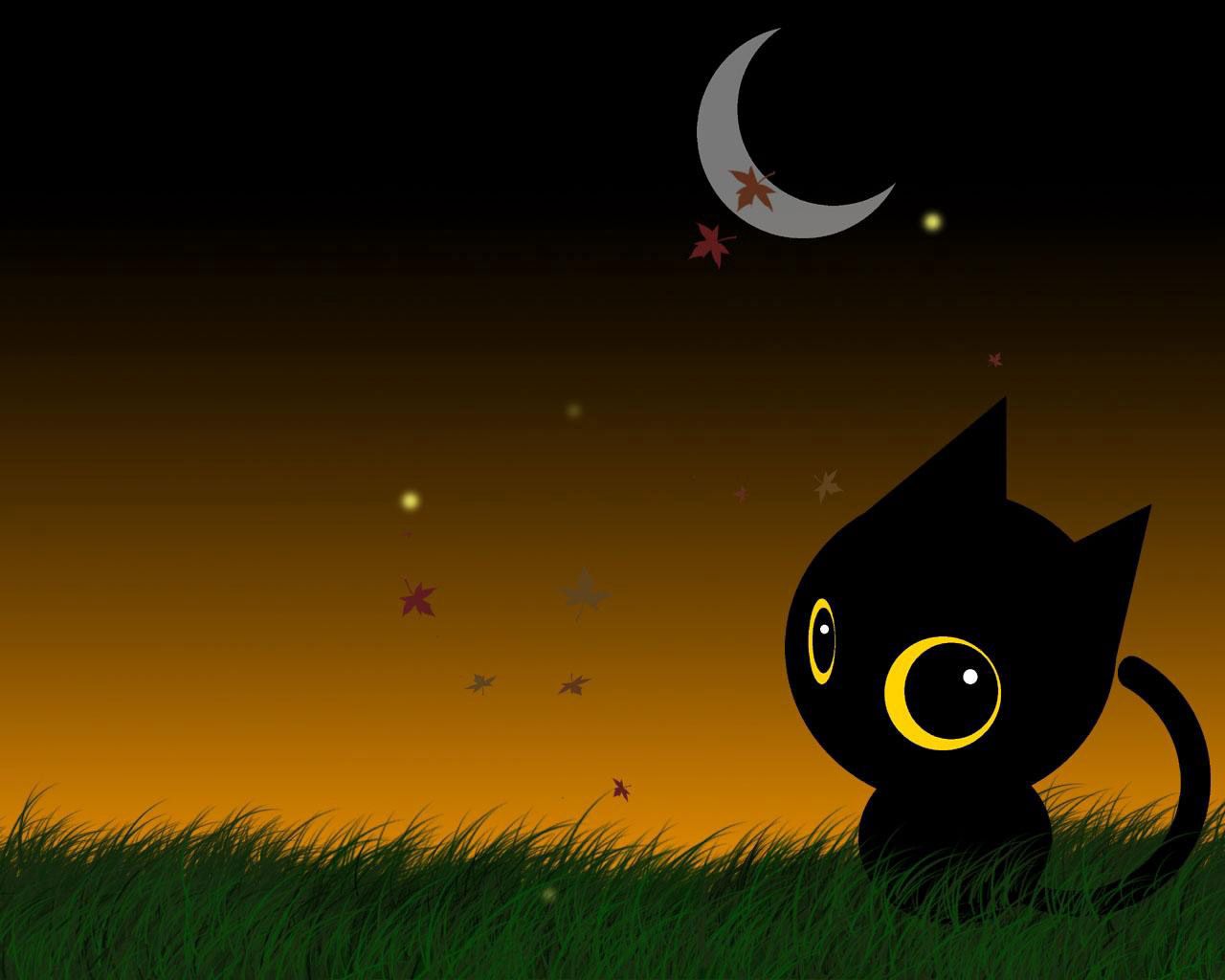 Download mobile wallpaper Big Eyed, Eye Eyed, Cat, Nature, Drawing, Picture, Moon, Vector for free.