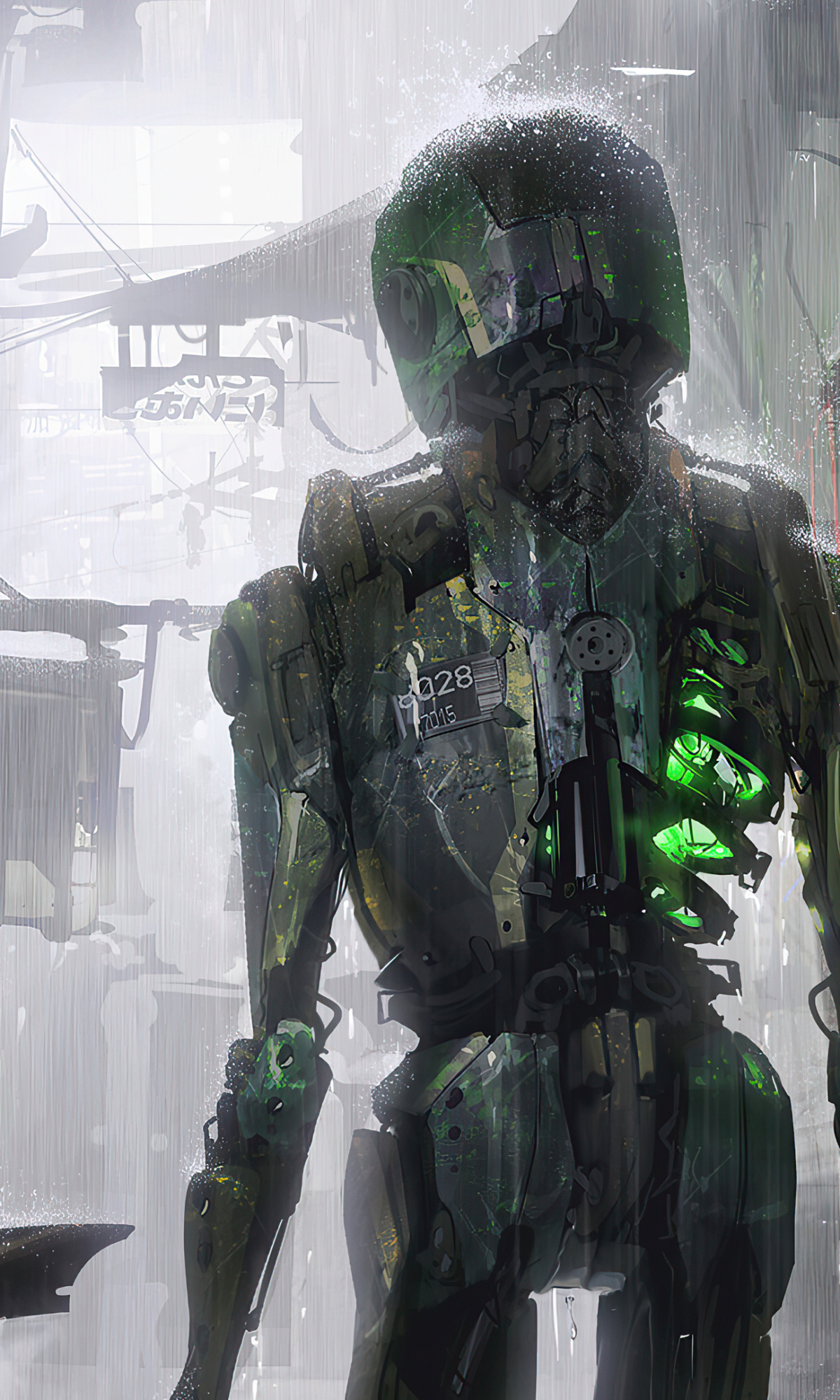 Download mobile wallpaper Rain, Robot, Sci Fi for free.