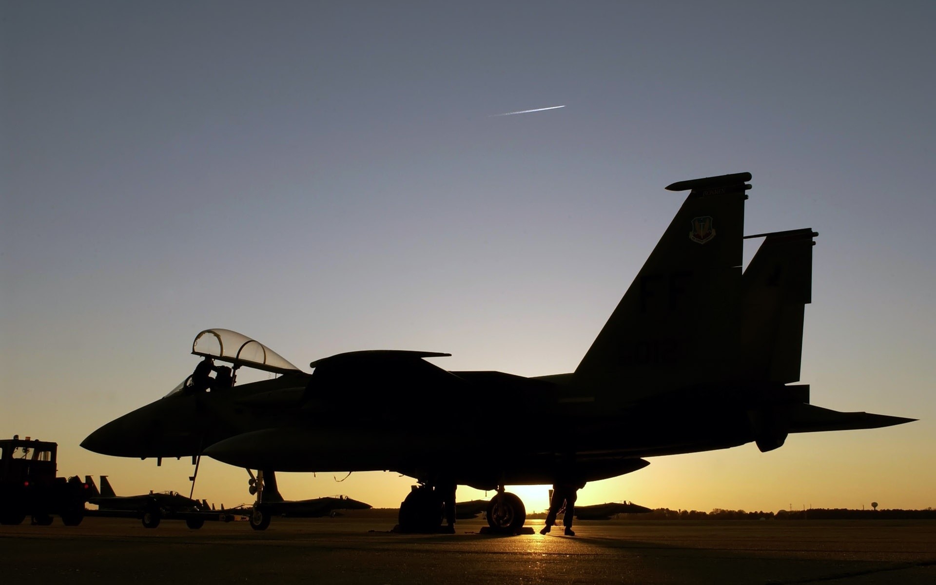 Free download wallpaper Silhouette, Military, Jet Fighter, Mcdonnell Douglas F 15 Eagle on your PC desktop