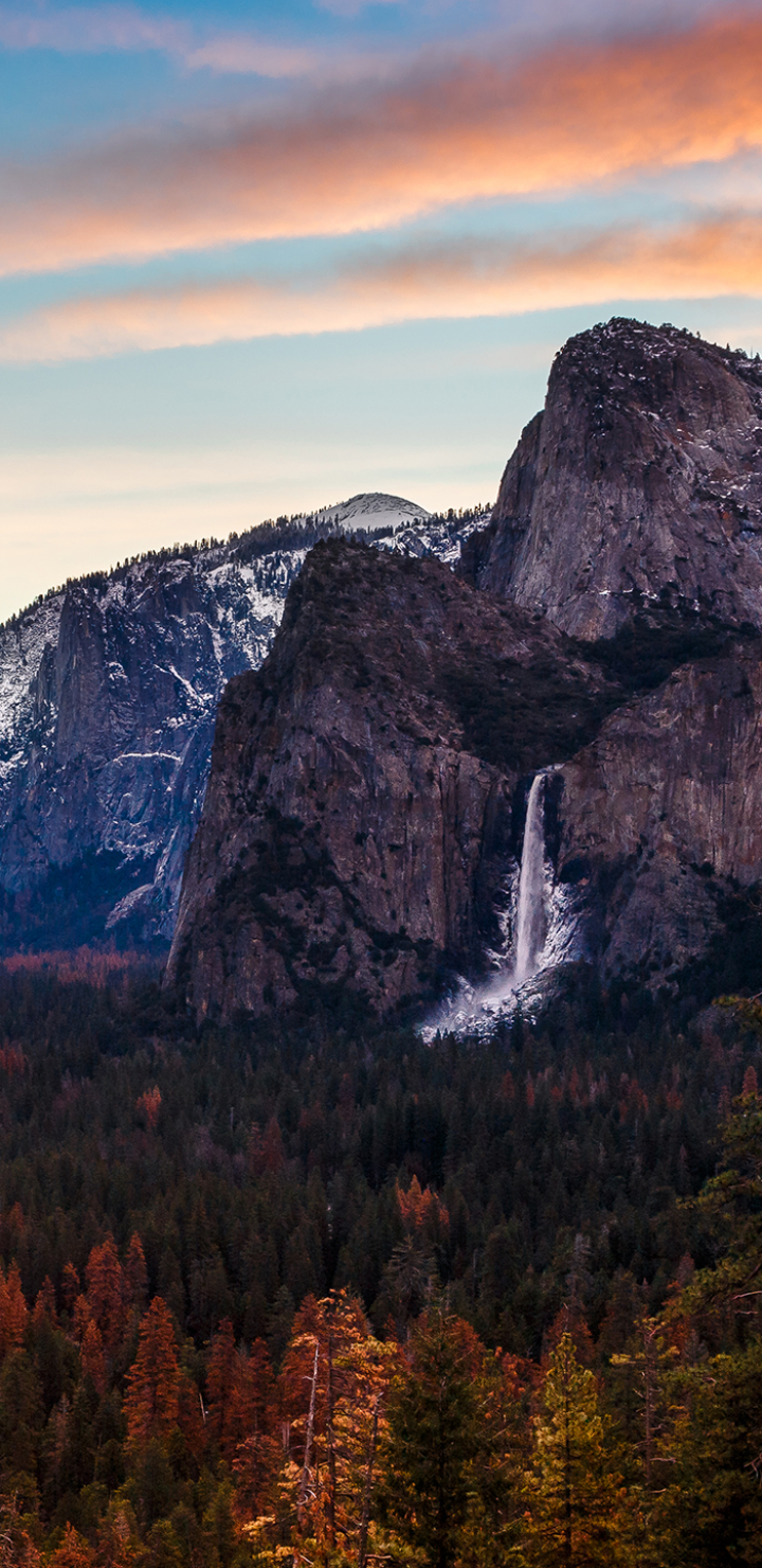 Download mobile wallpaper Forest, Fall, Earth, Cliff, National Park, Yosemite National Park, Yosemite Falls for free.