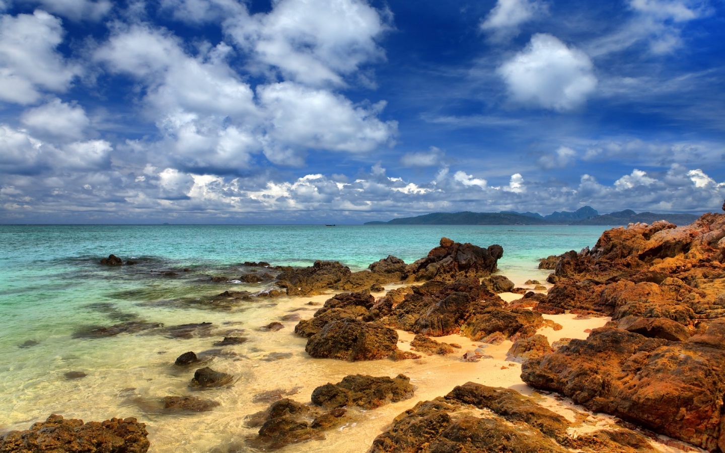 Free download wallpaper Landscape, Stones, Sea, Clouds, Beach on your PC desktop