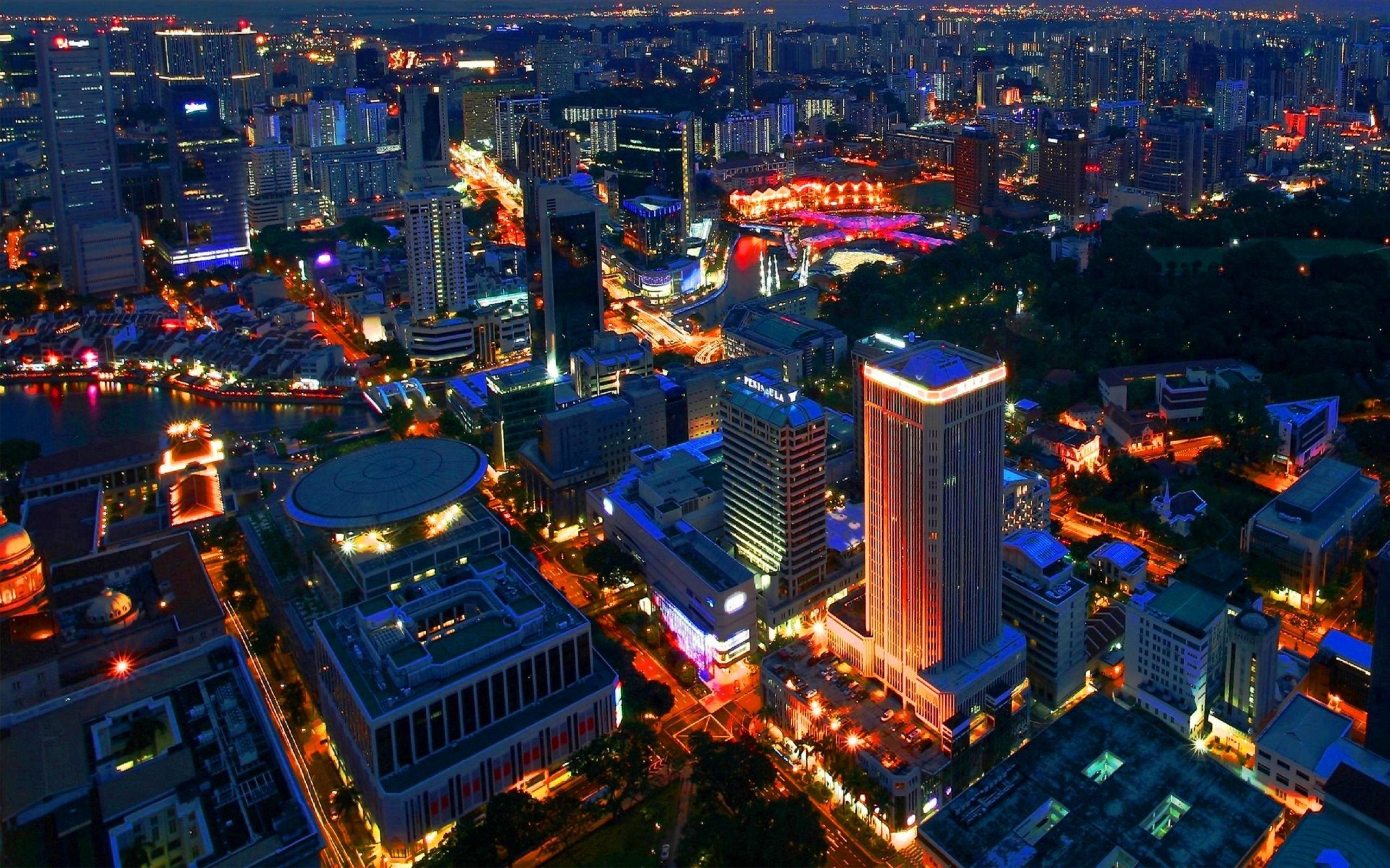 Baixar papel de parede para celular de Cidades, Prédio, Edifício, Cingapura, Noite gratuito.