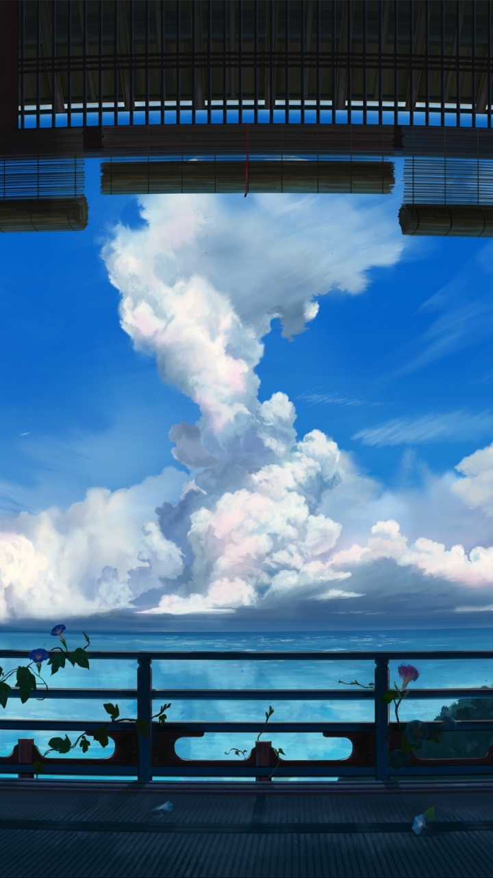 Handy-Wallpaper Landschaft, Wolke, Original, Meer, Animes kostenlos herunterladen.